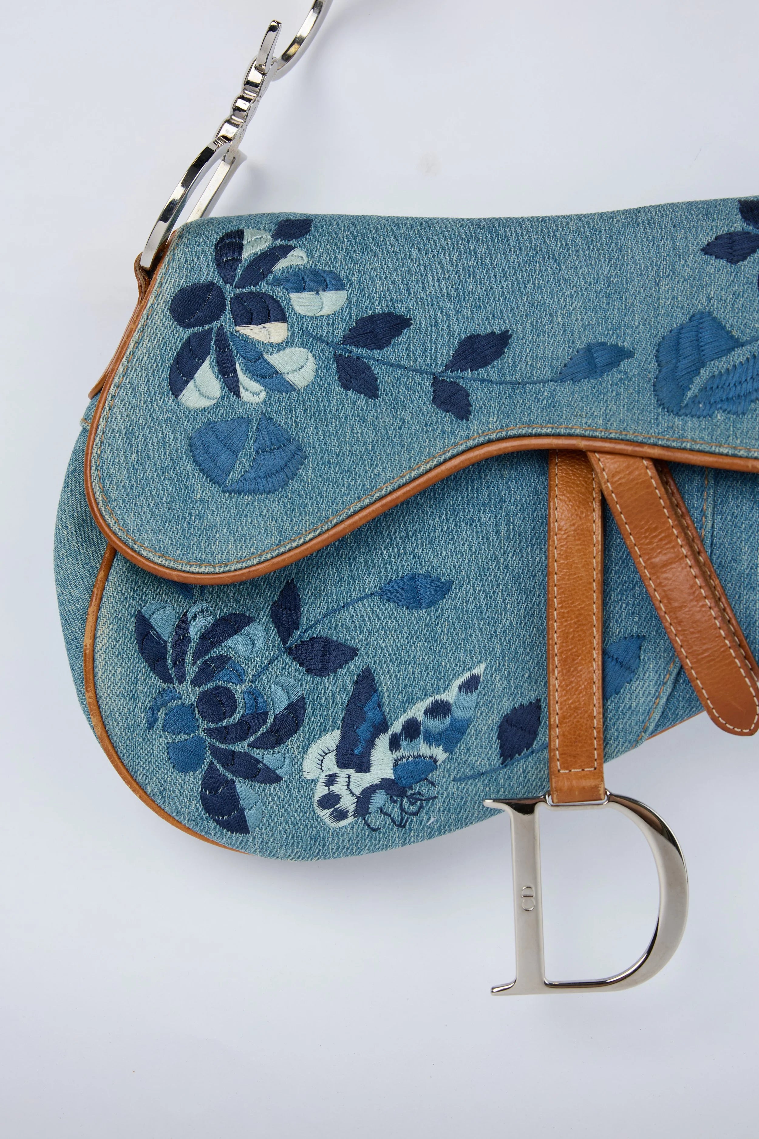 DIOR DENIM EMBROIDERED SADDLE