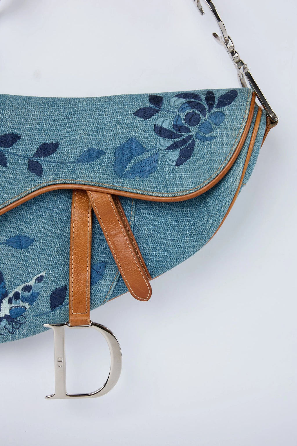 DIOR DENIM EMBROIDERED SADDLE