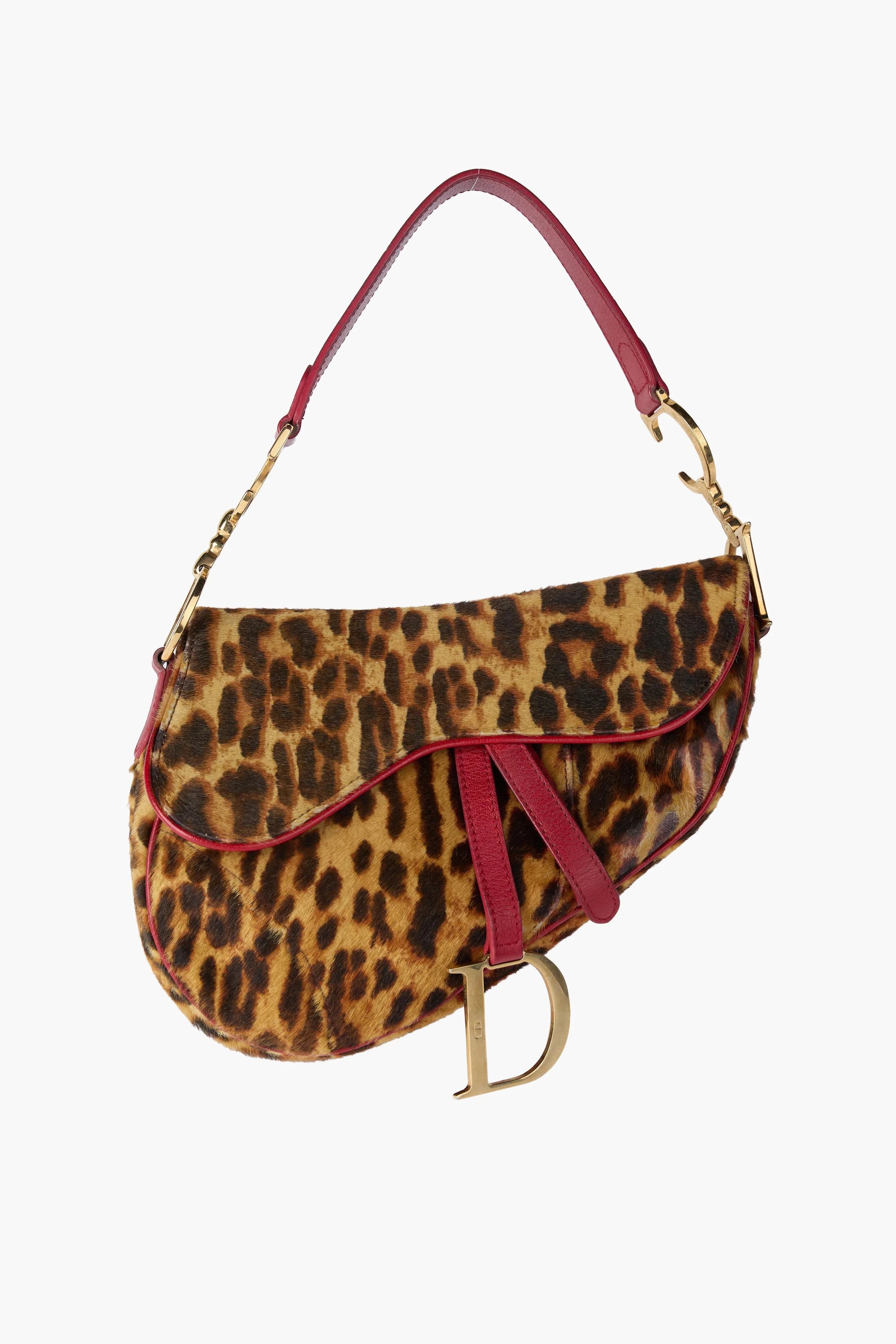 Dior Leopard Print Pony Hair Saddle