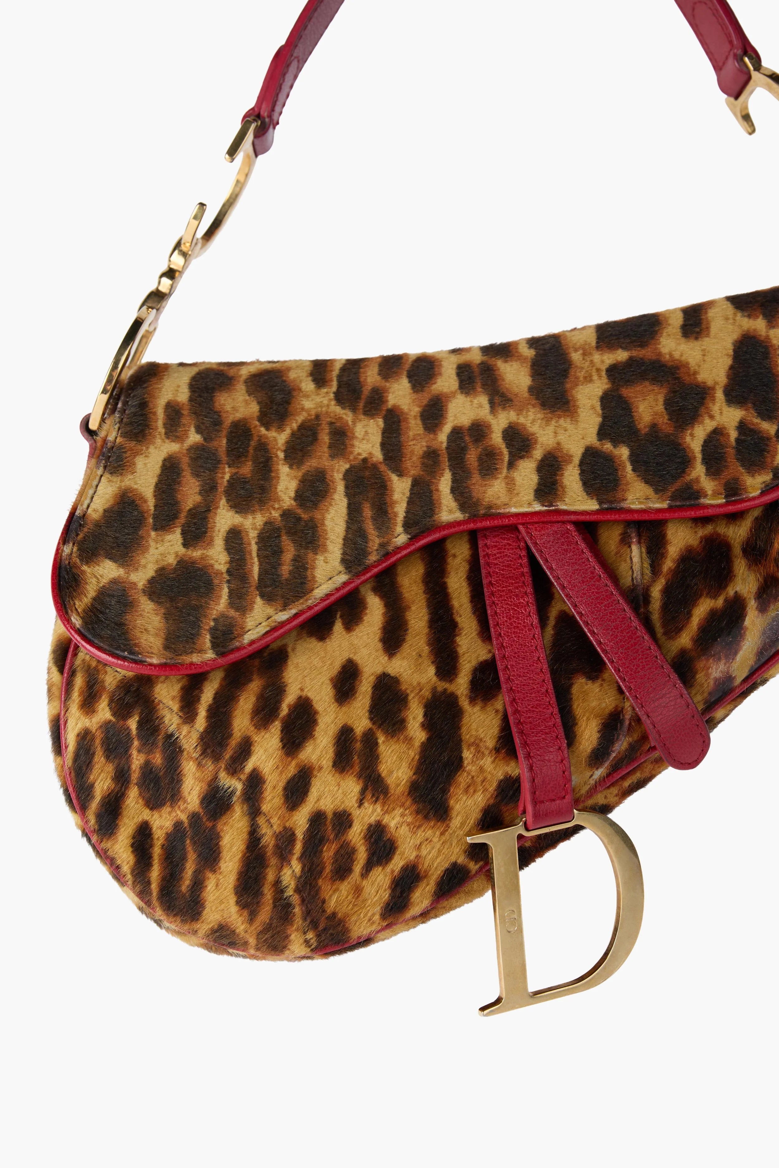 Dior Leopard Print Pony Hair Saddle