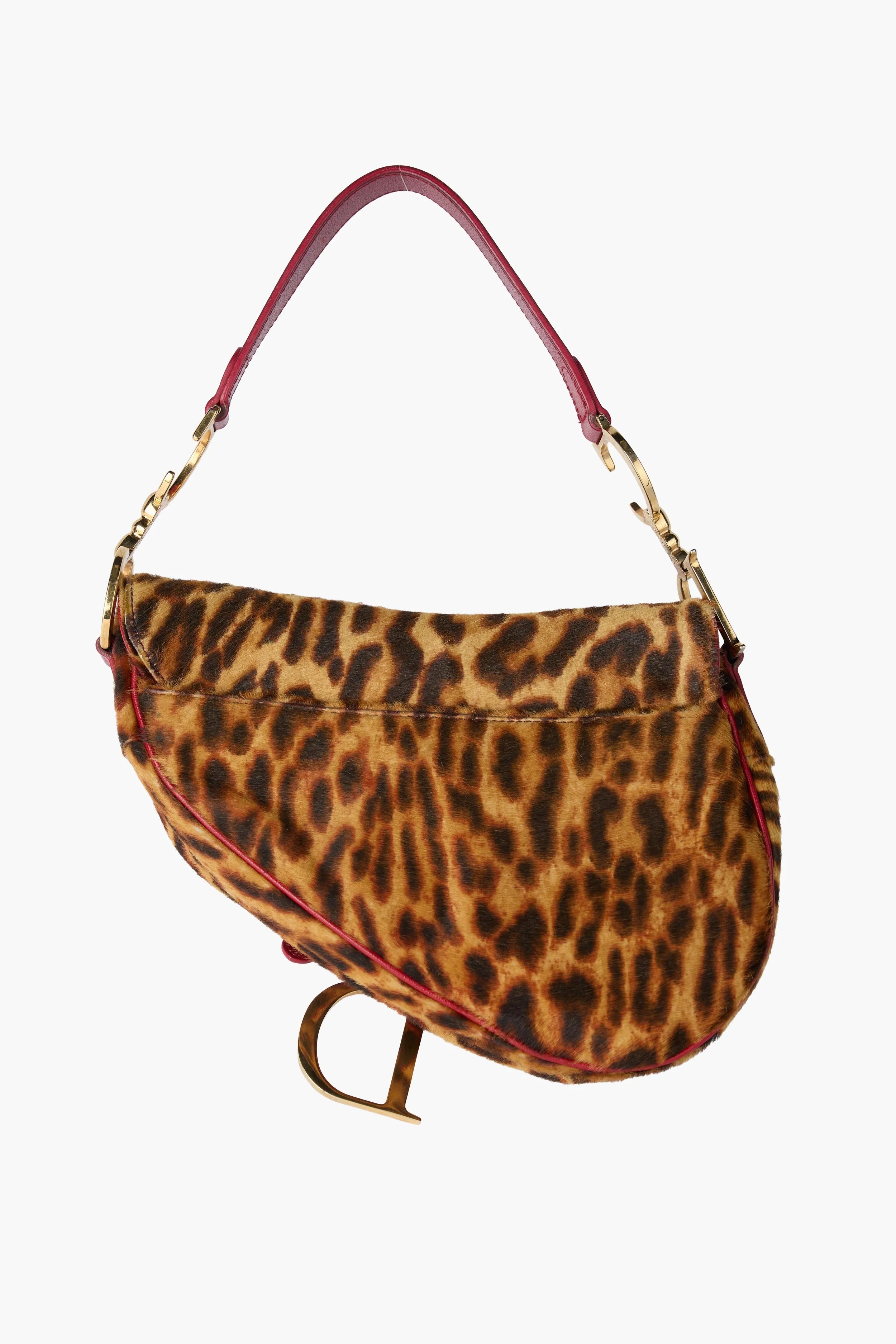 Dior Leopard Print Pony Hair Saddle