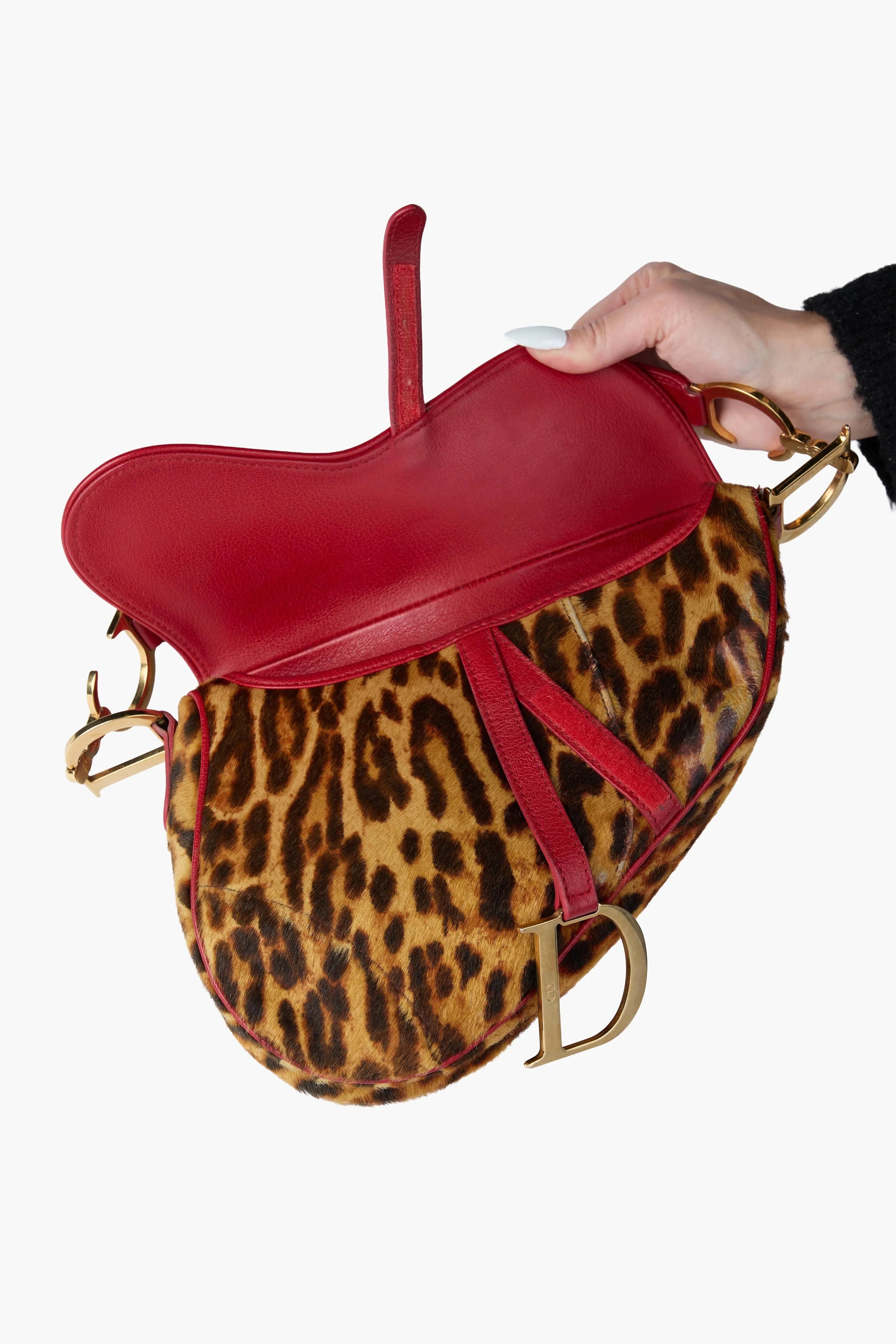 Dior Leopard Print Pony Hair Saddle