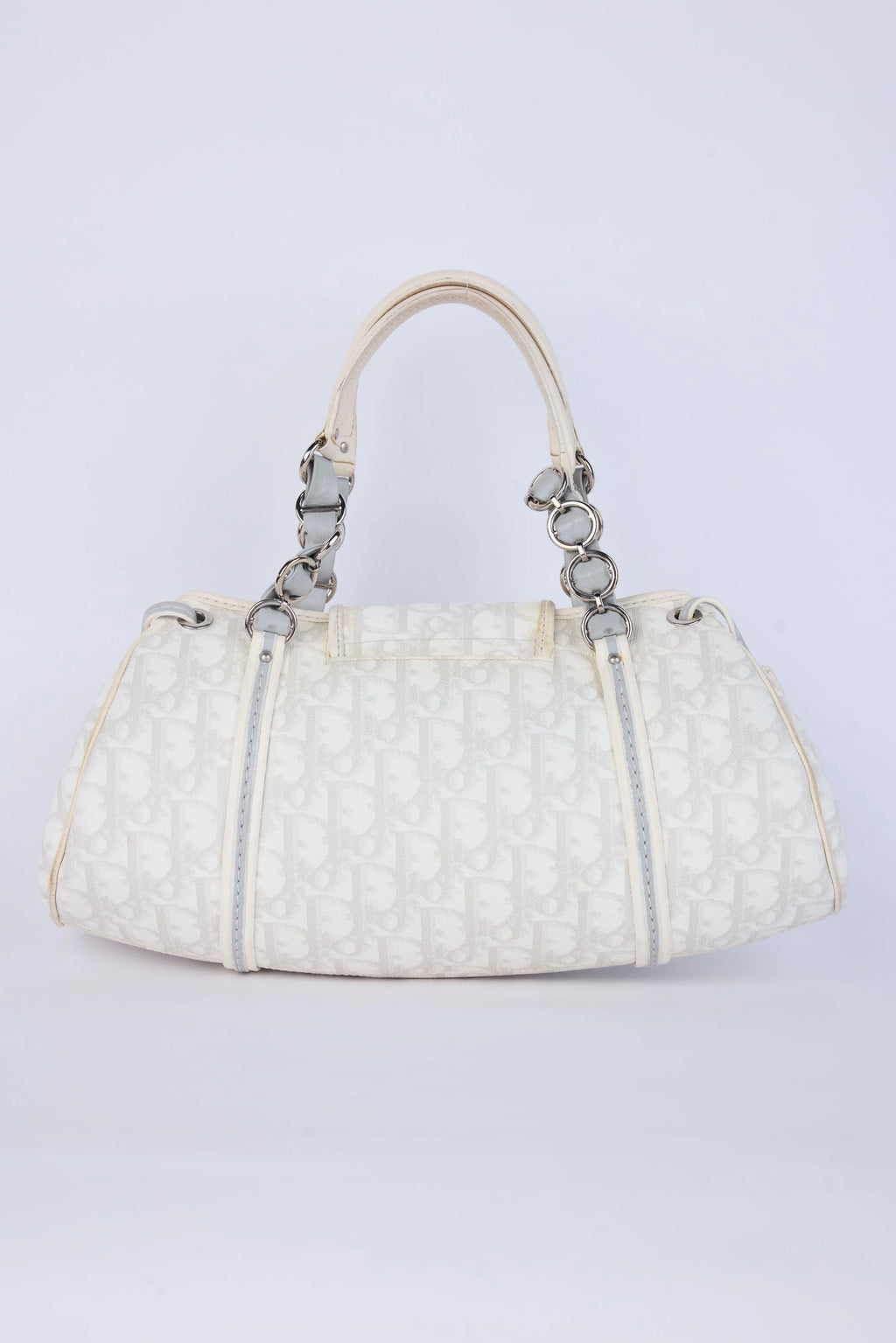 DIOR GREY OBLIQUE CANVAS SMALL  ROMANTIQUE HEARTLOCK FLAP  SHOULDER BAG