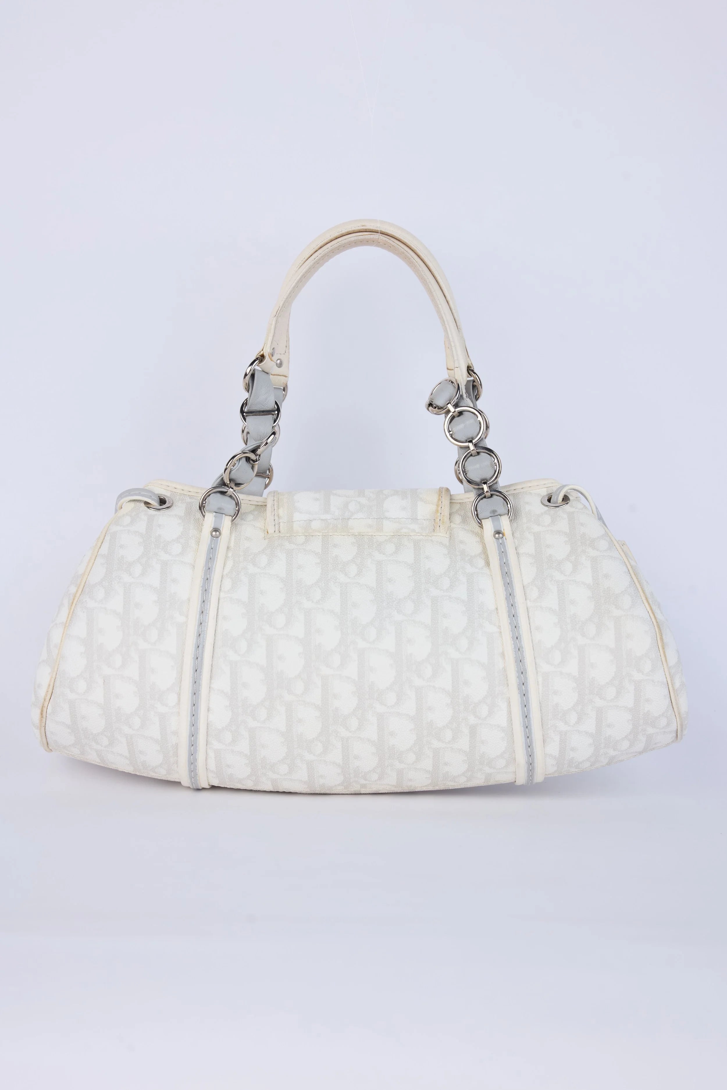 DIOR GREY OBLIQUE CANVAS SMALL  ROMANTIQUE HEARTLOCK FLAP  SHOULDER BAG