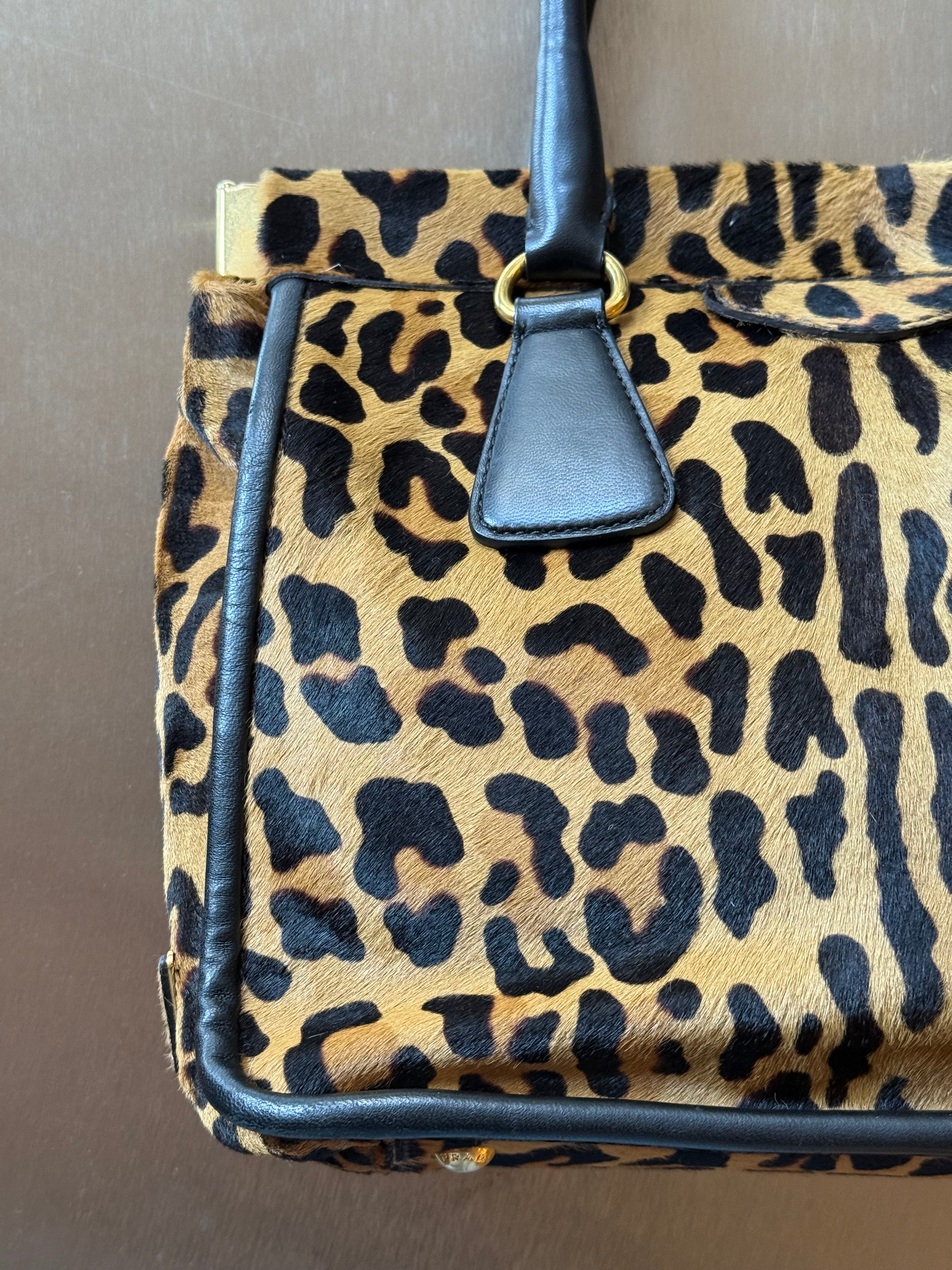 PRADA LEOPARD-PONYHAIR FRAME BAG
