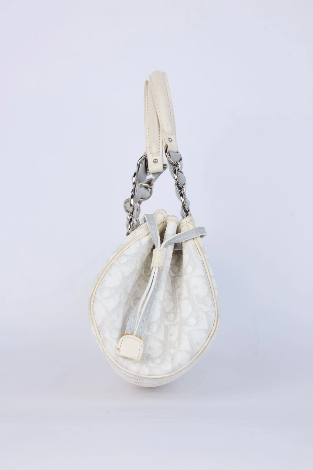 DIOR GREY OBLIQUE CANVAS SMALL  ROMANTIQUE HEARTLOCK FLAP  SHOULDER BAG