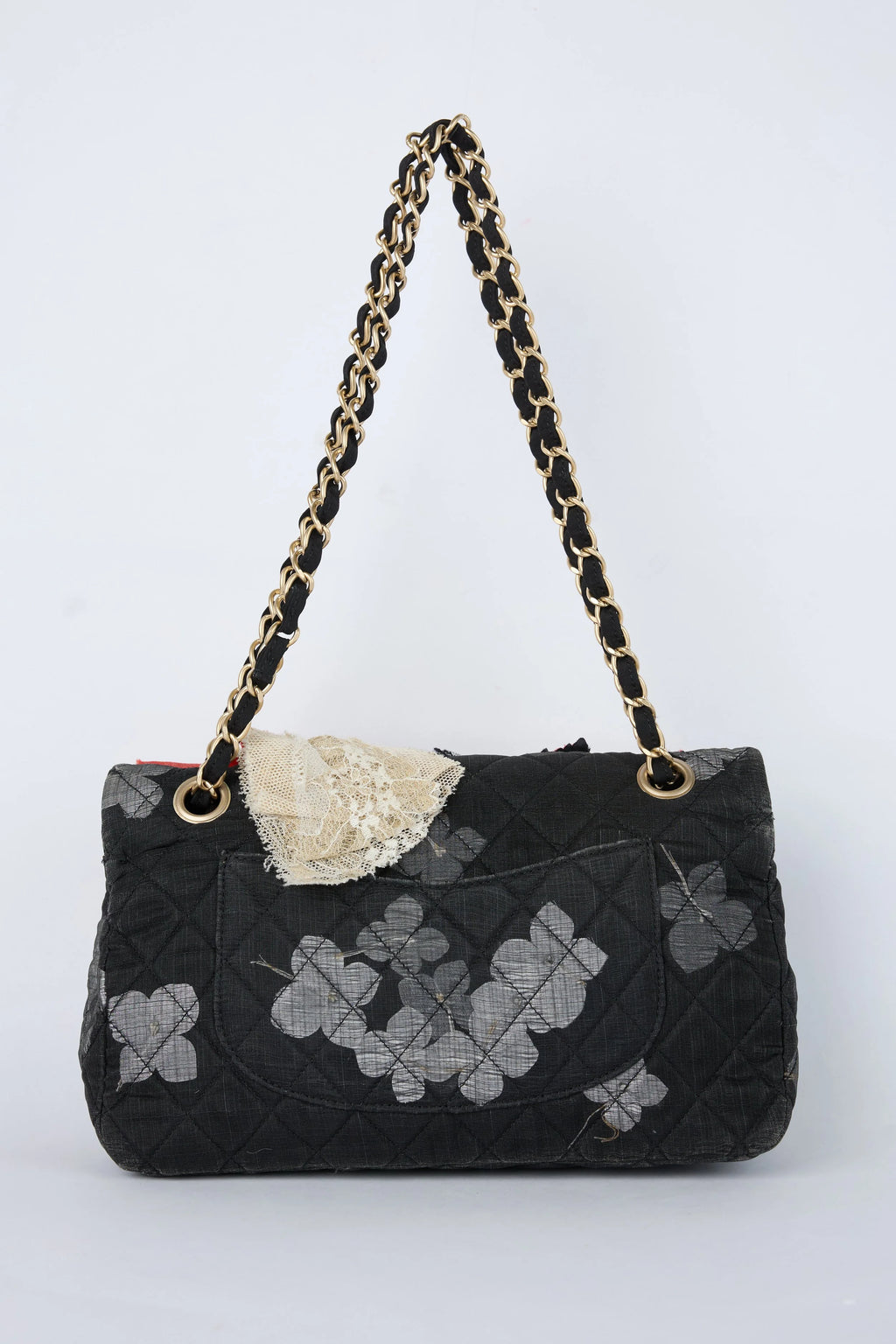 RARE SPRING 2010 CHANEL FLORAL APPLIQUE MEDIUM FLAP