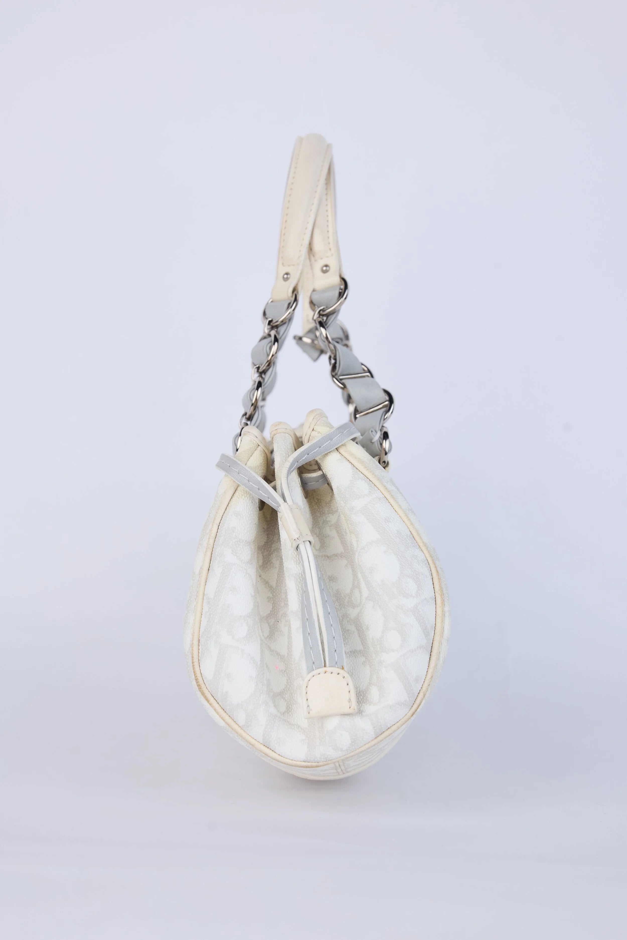 DIOR GREY OBLIQUE CANVAS SMALL  ROMANTIQUE HEARTLOCK FLAP  SHOULDER BAG