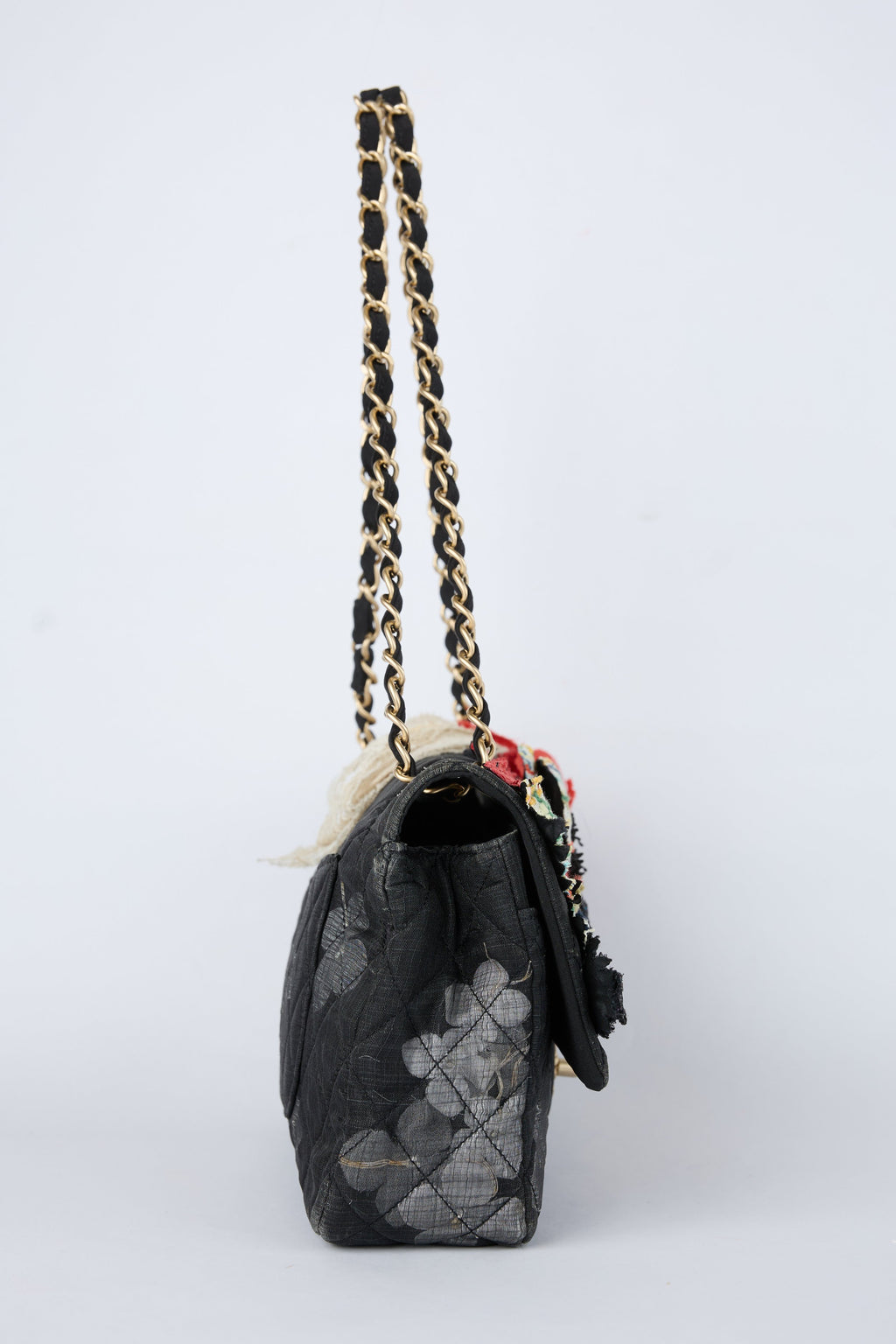 RARE SPRING 2010 CHANEL FLORAL APPLIQUE MEDIUM FLAP