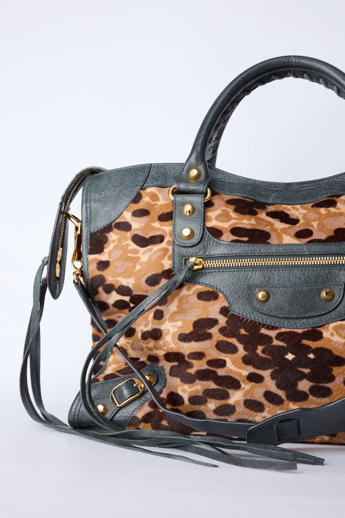 BALENCIAGA LEOPARD-PRINT PONYHAIR CITY