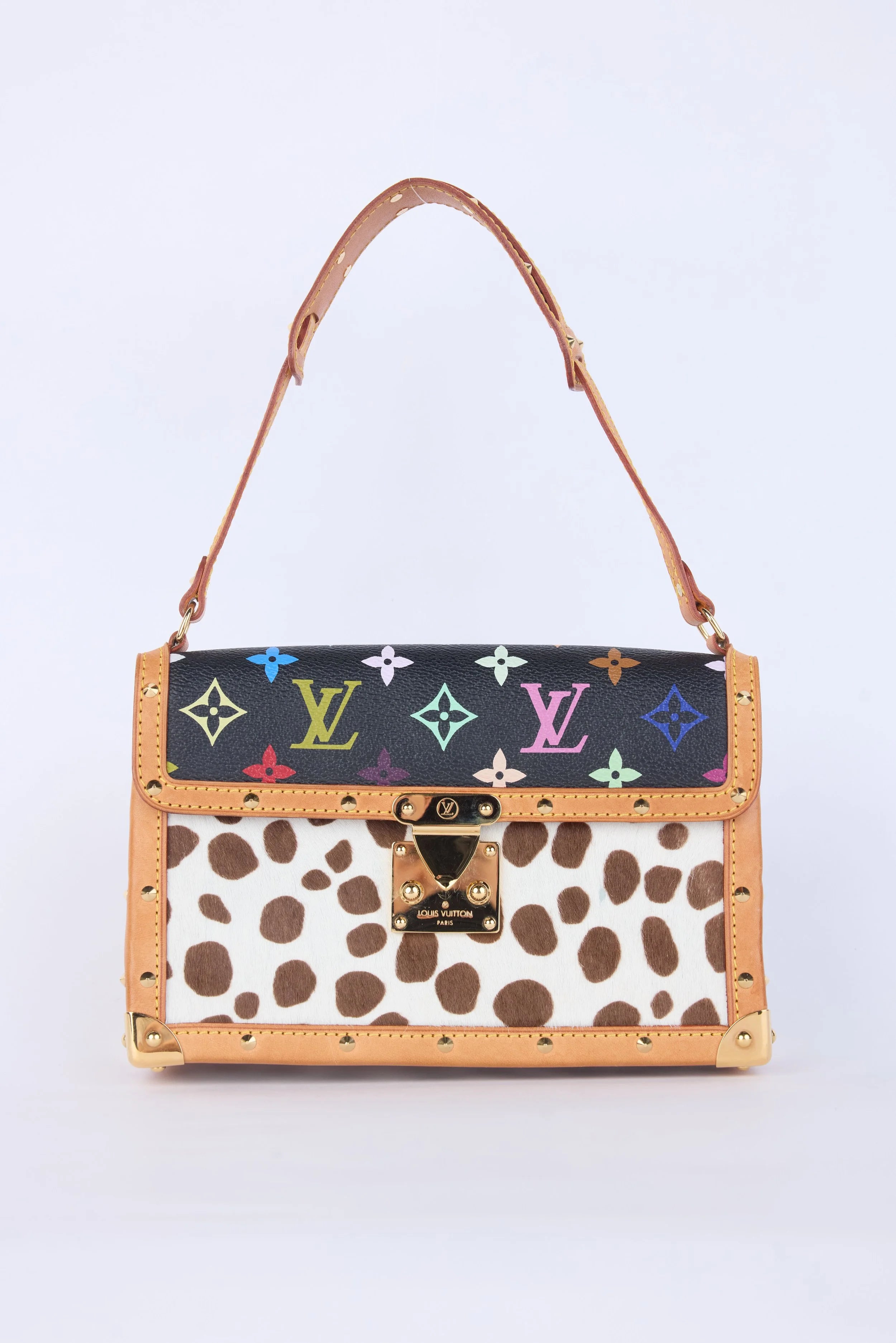 RARE LOUIS VUITTON BLACK  MULTICOLOR  MONOGRAM DALMATIAN SAC RABAT