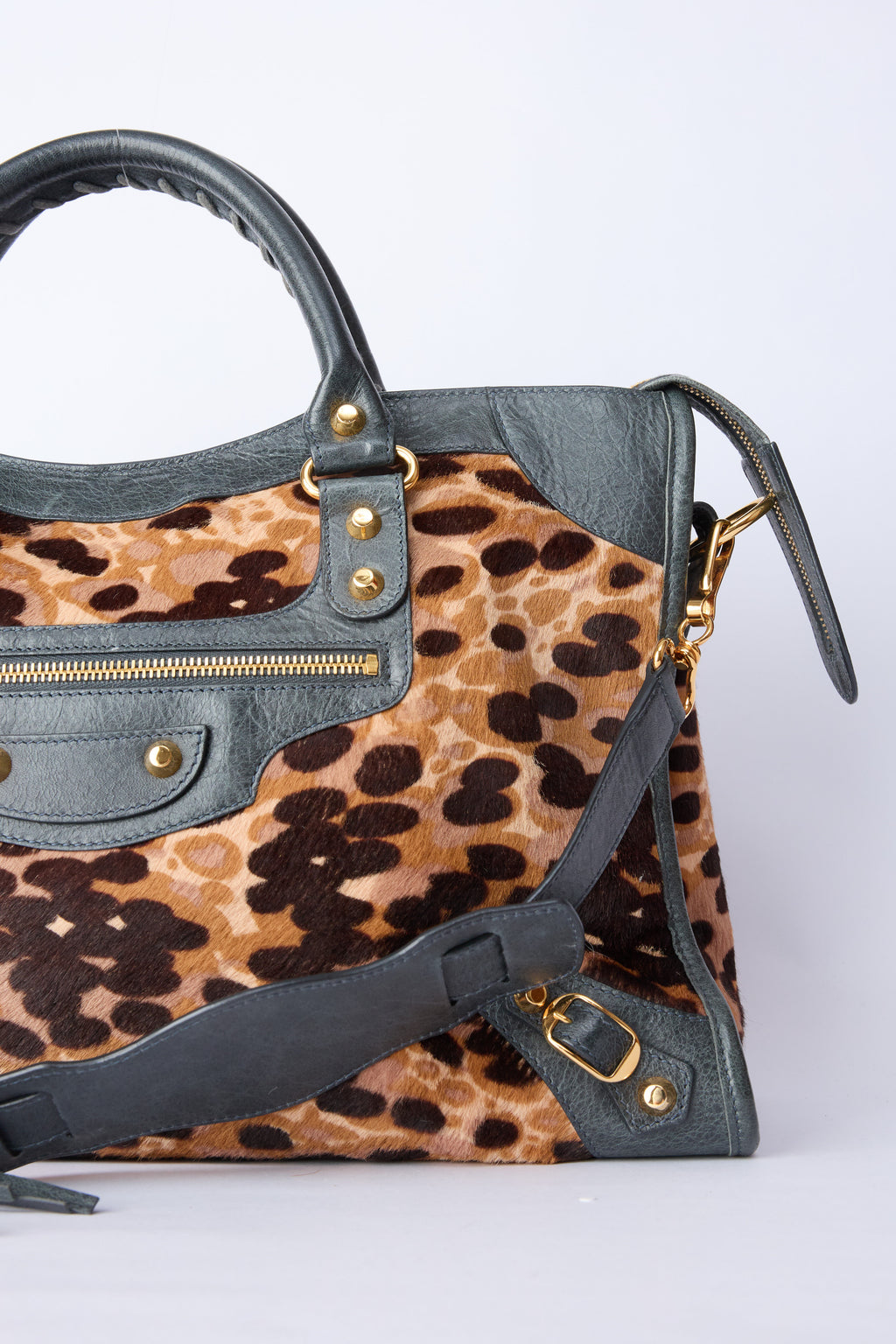 BALENCIAGA LEOPARD-PRINT PONYHAIR CITY
