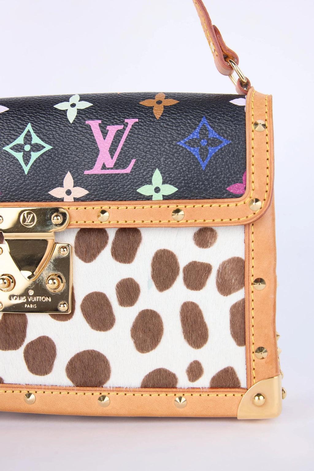 RARE LOUIS VUITTON BLACK  MULTICOLOR  MONOGRAM DALMATIAN SAC RABAT
