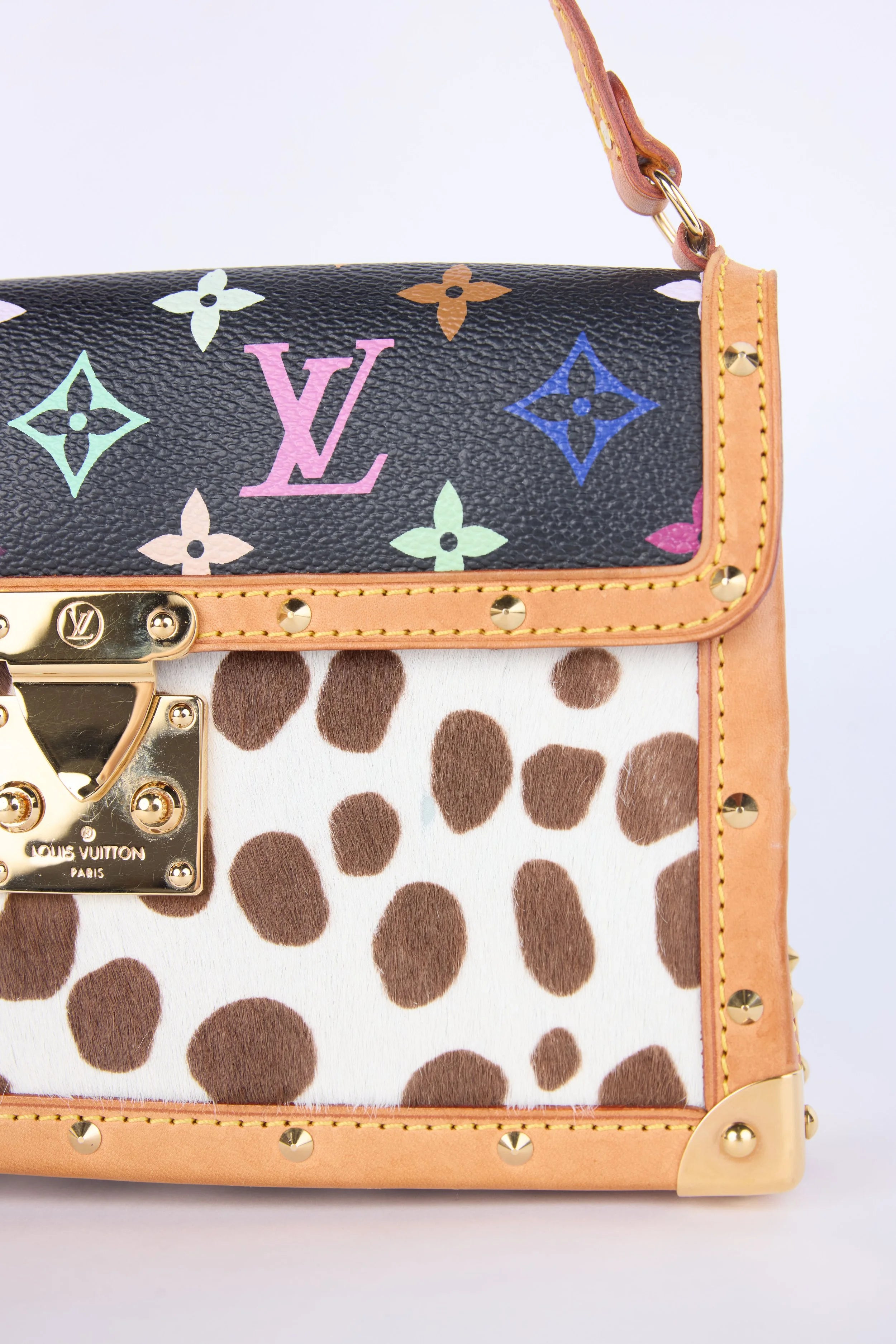 RARE LOUIS VUITTON BLACK  MULTICOLOR  MONOGRAM DALMATIAN SAC RABAT