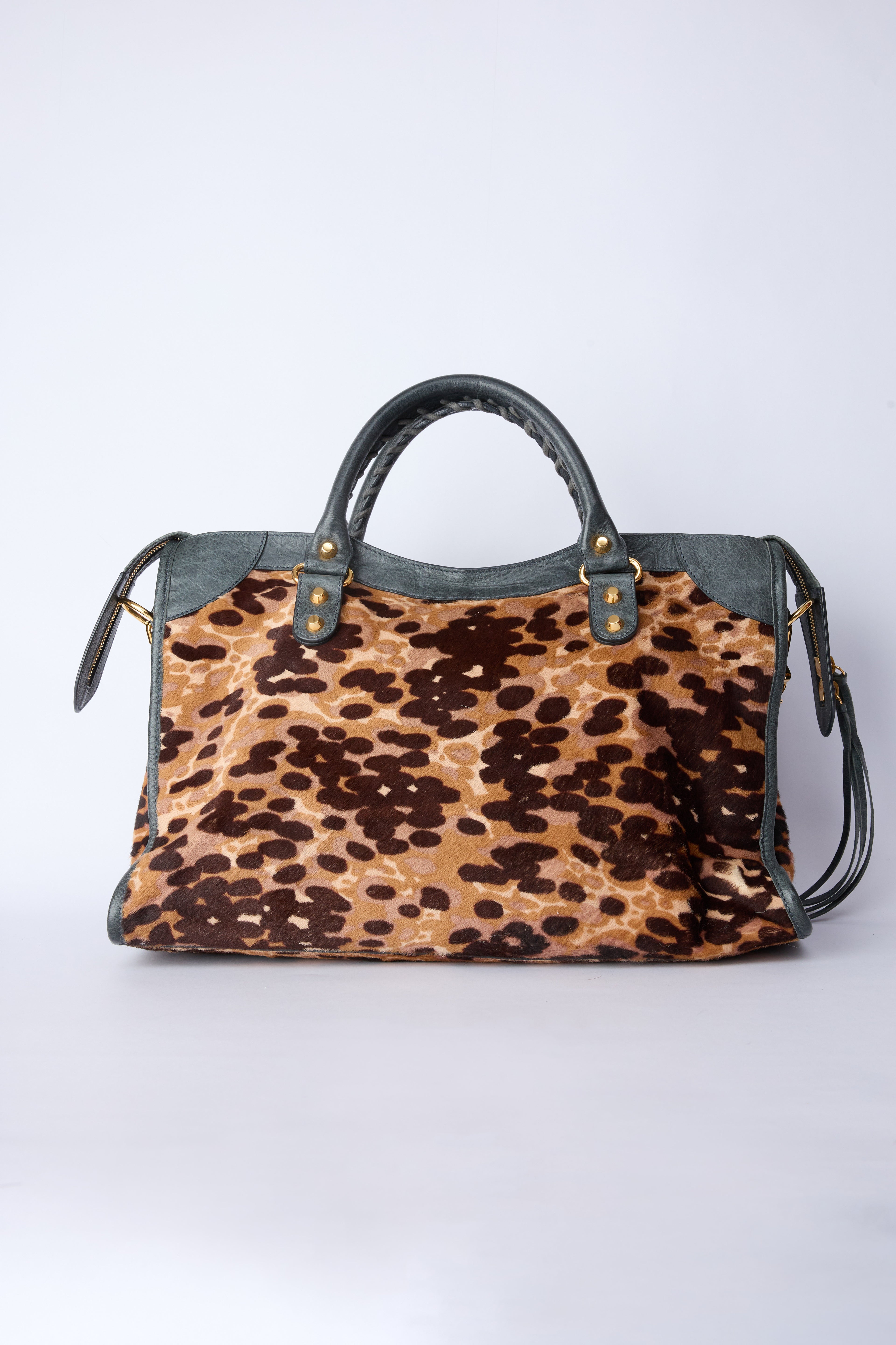 BALENCIAGA LEOPARD-PRINT PONYHAIR CITY