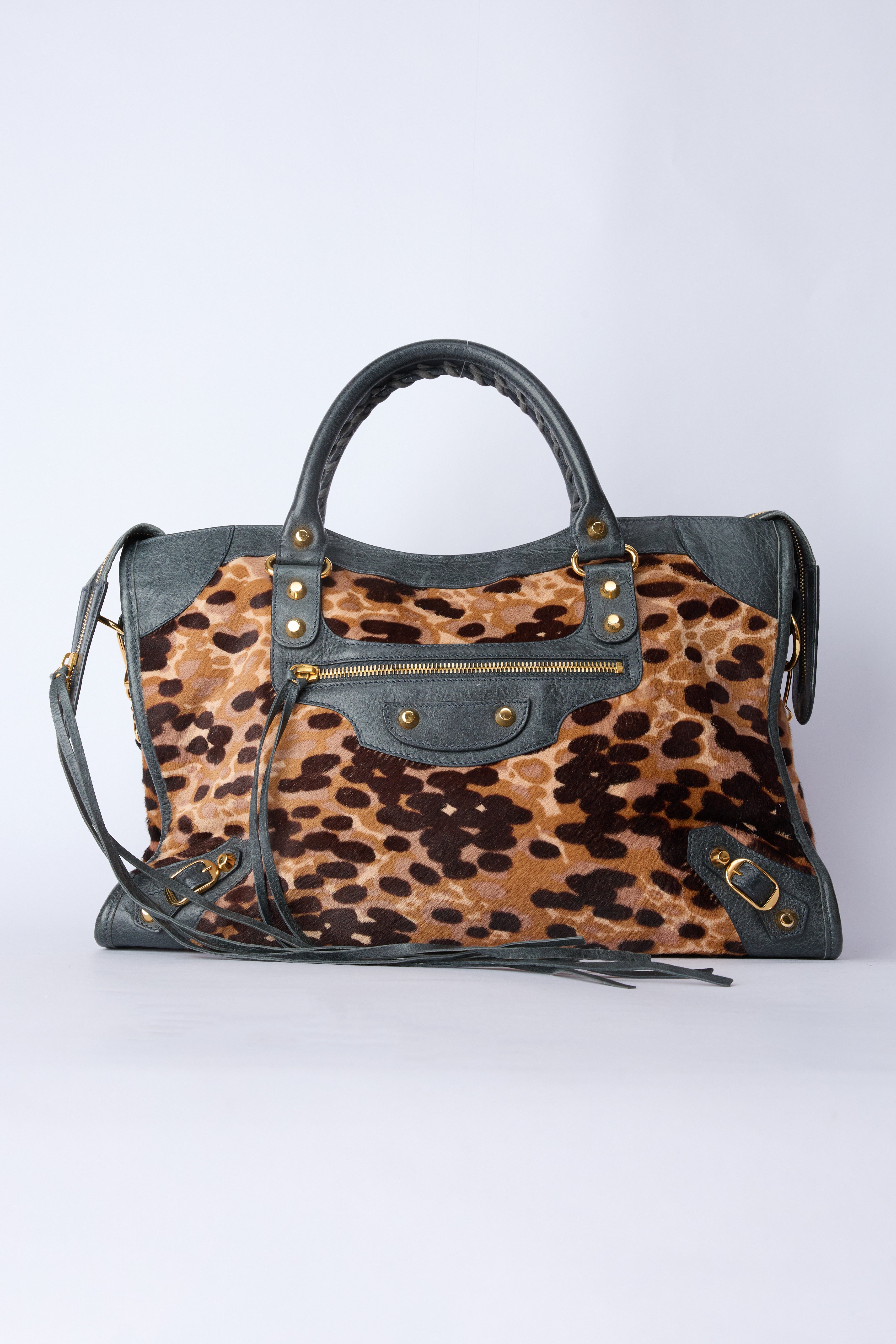 BALENCIAGA LEOPARD-PRINT PONYHAIR CITY