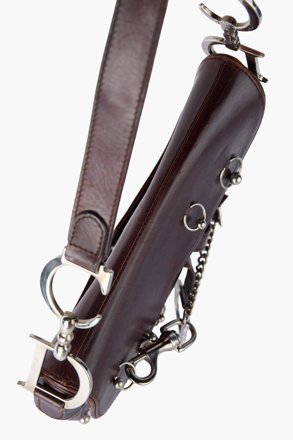 RARE Dior Hardcore Pierced Brown Saddle Bag