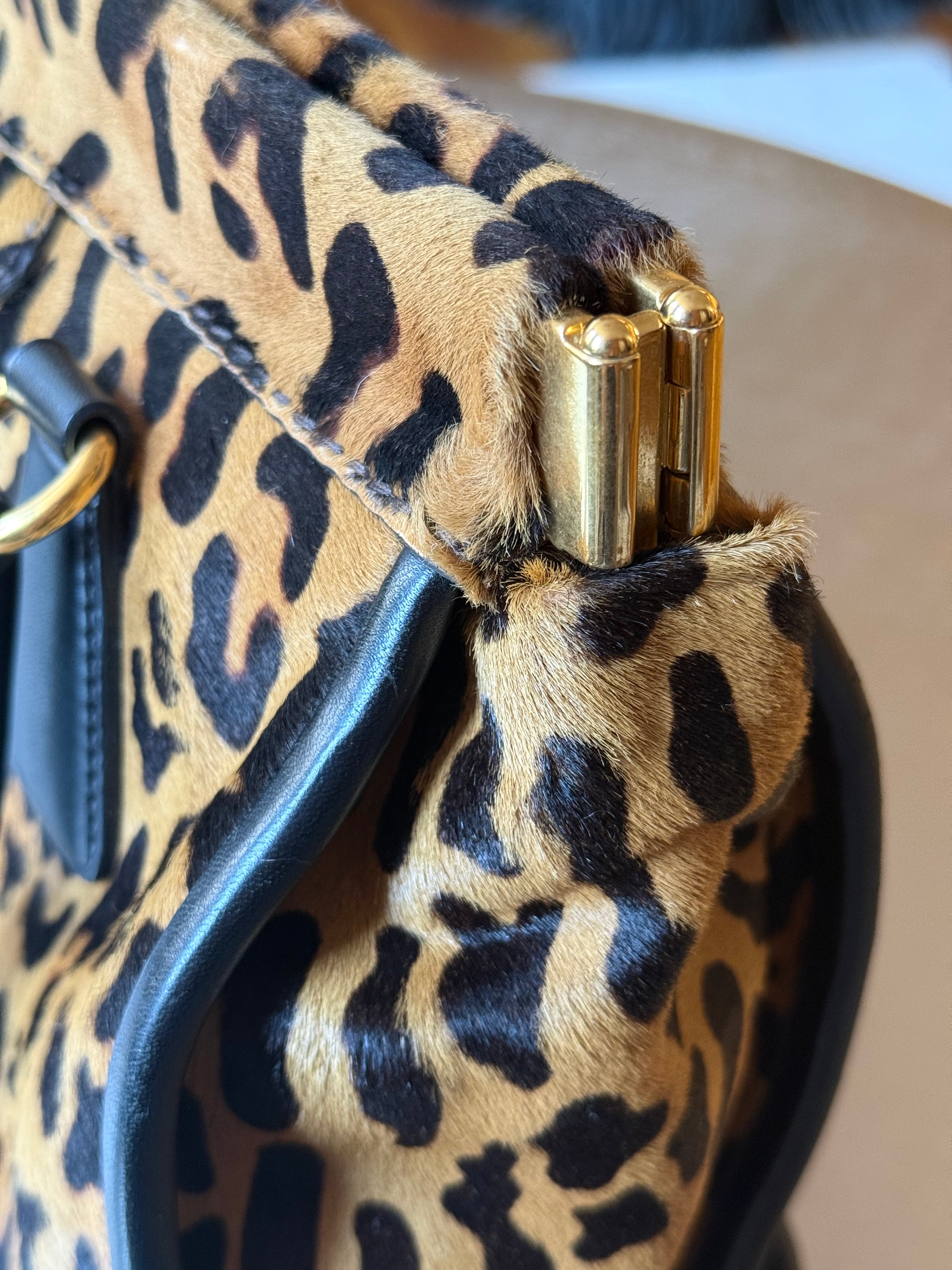 PRADA LEOPARD-PONYHAIR FRAME BAG