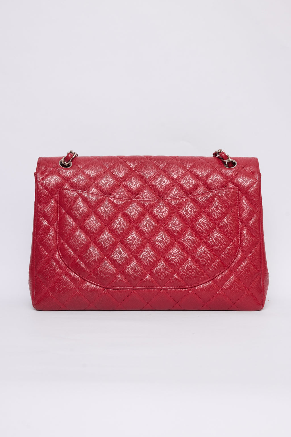 CHANEL RED CAVIAR JUMBO FLAP