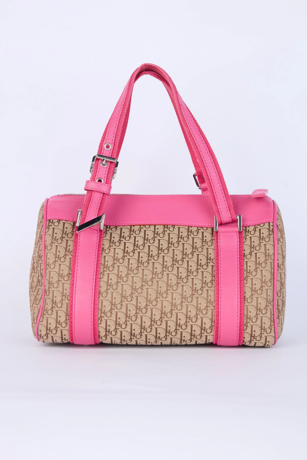 DIOR PINK & BEIGE  OBLIQUE JACQUARD  CHIC BOSTON BAG