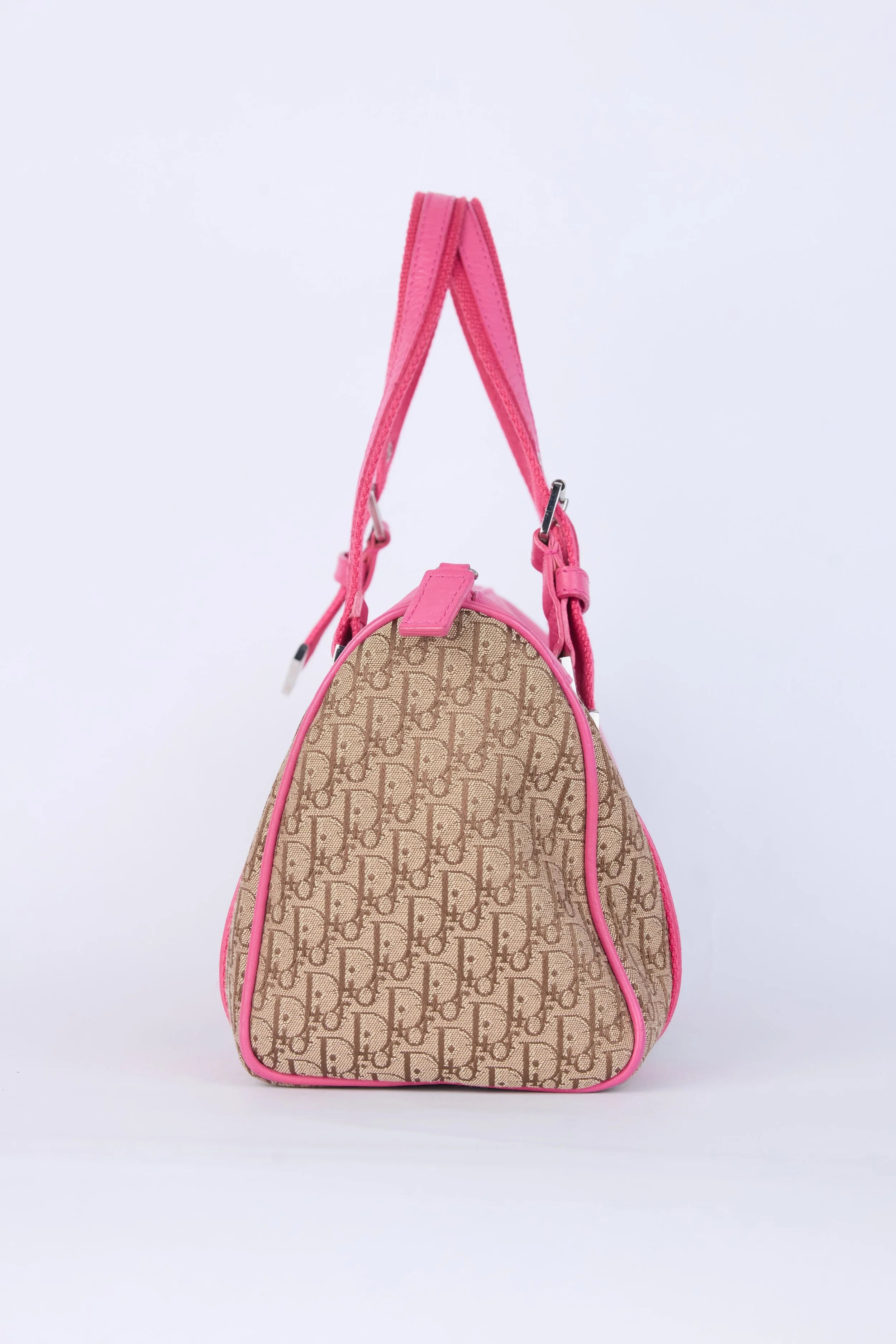 DIOR PINK & BEIGE  OBLIQUE JACQUARD  CHIC BOSTON BAG
