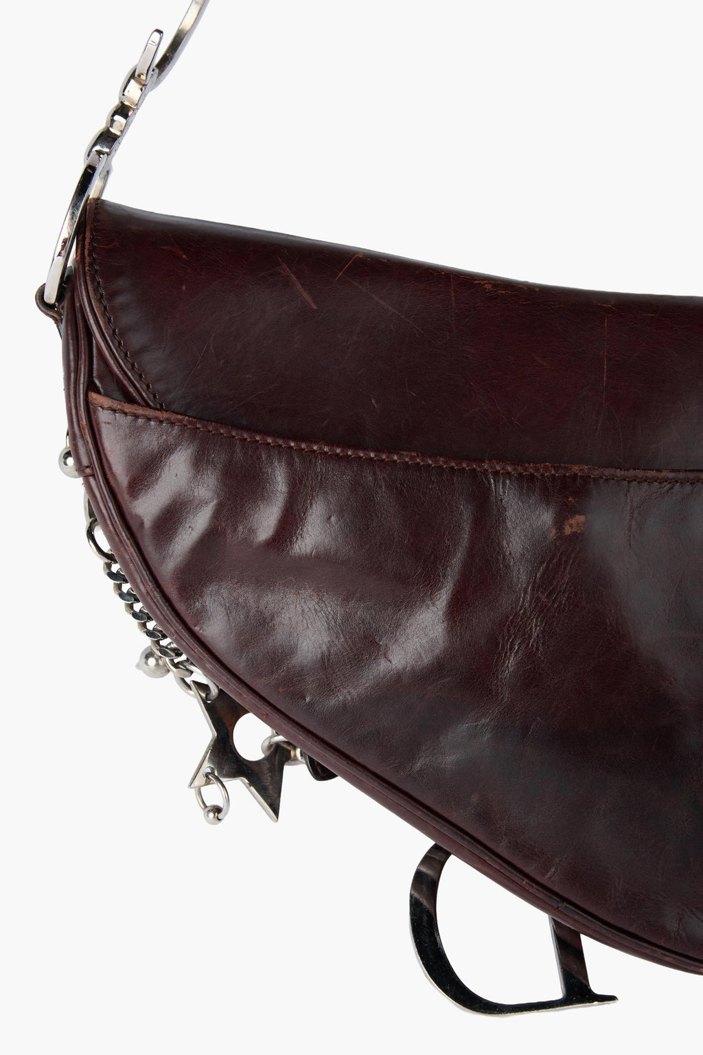 RARE Dior Hardcore Pierced Brown Saddle Bag