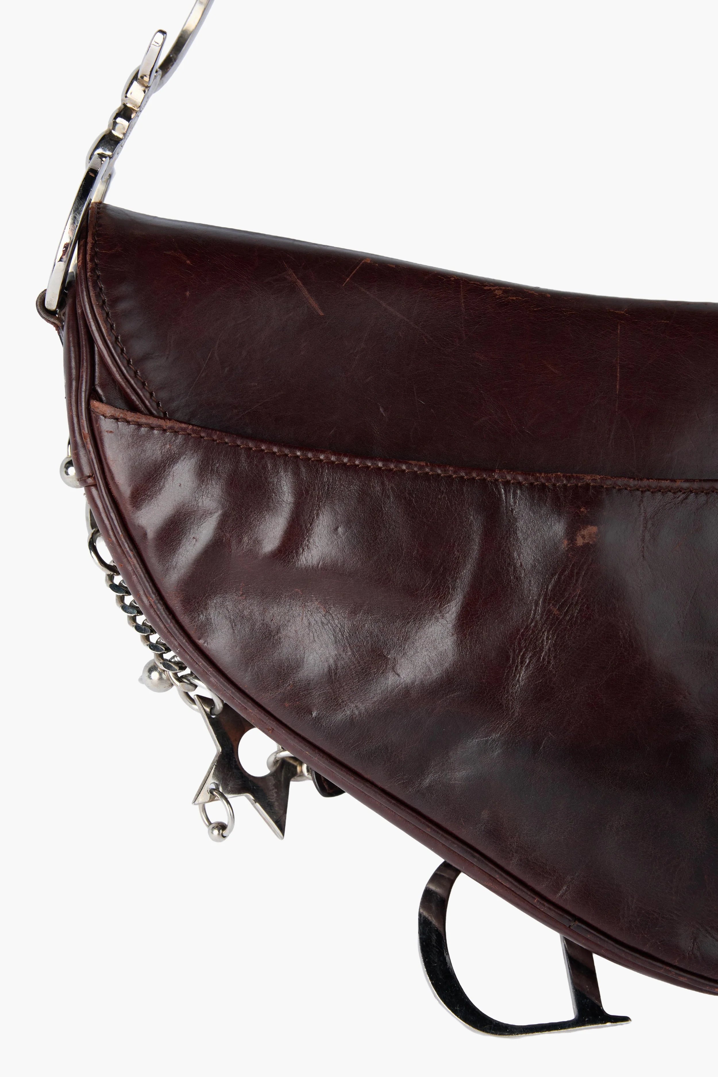 RARE Dior Hardcore Pierced Brown Saddle Bag