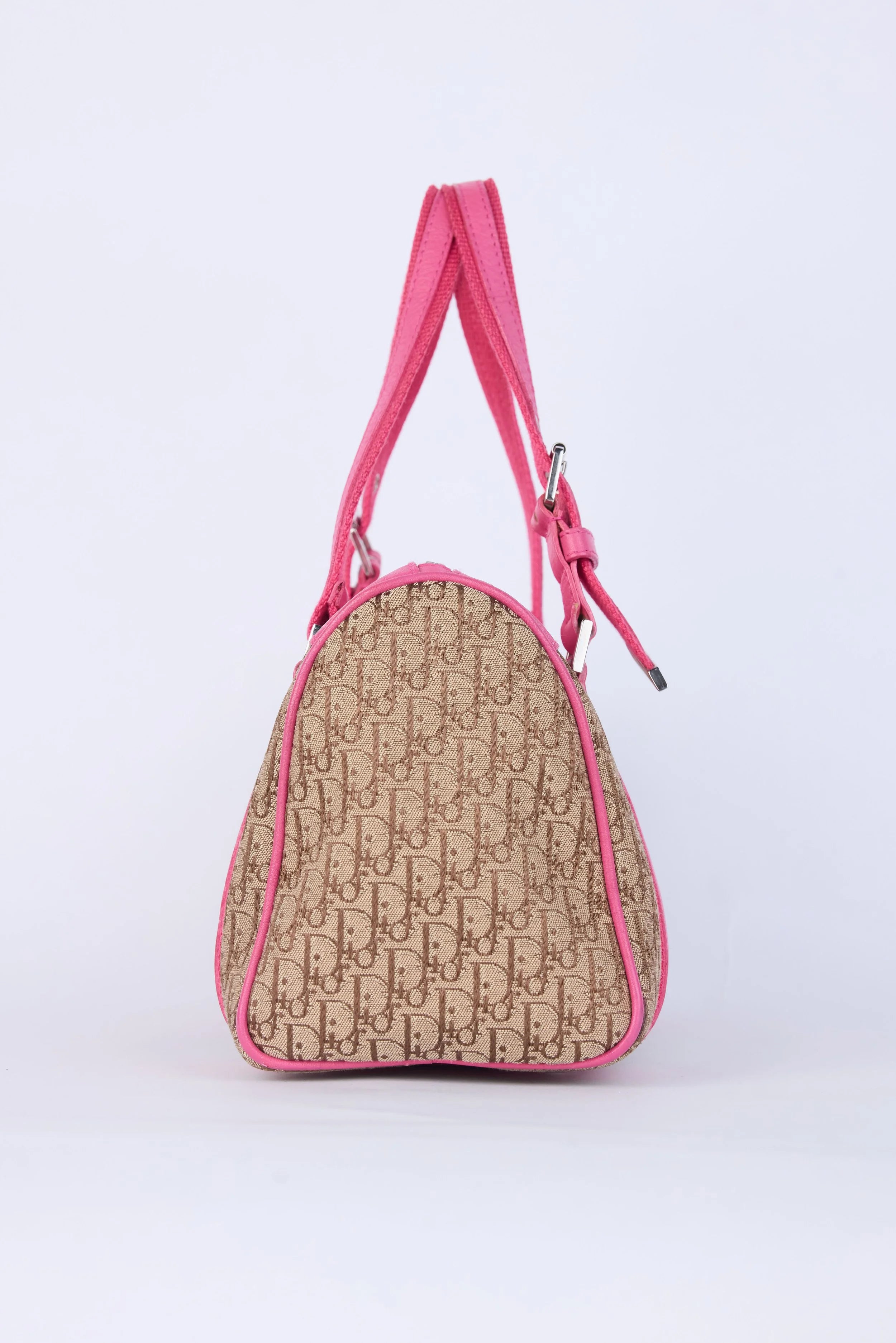 DIOR PINK & BEIGE  OBLIQUE JACQUARD  CHIC BOSTON BAG