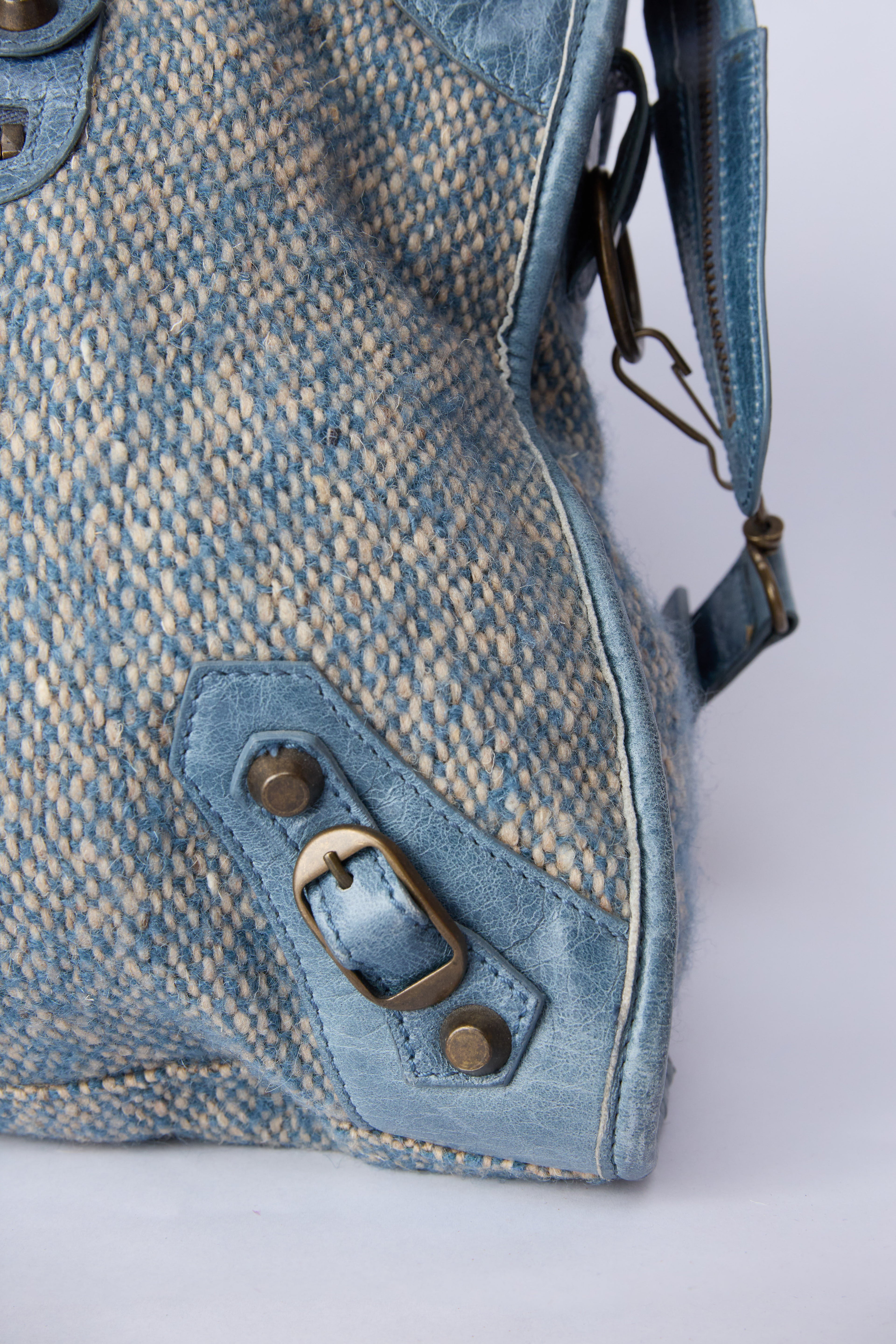 BALENCIAGA BLUE WOOL CITY