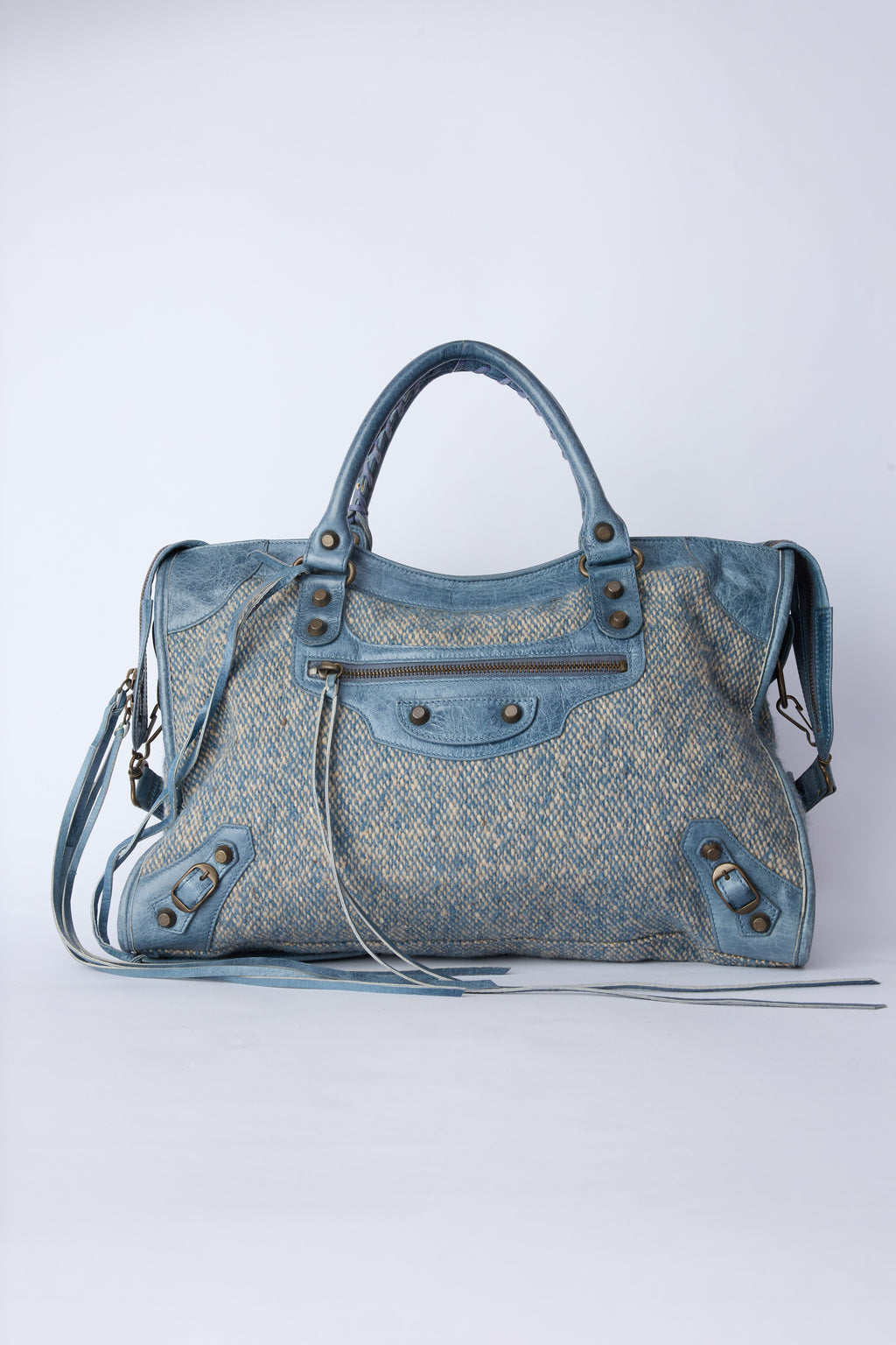 BALENCIAGA BLUE WOOL CITY