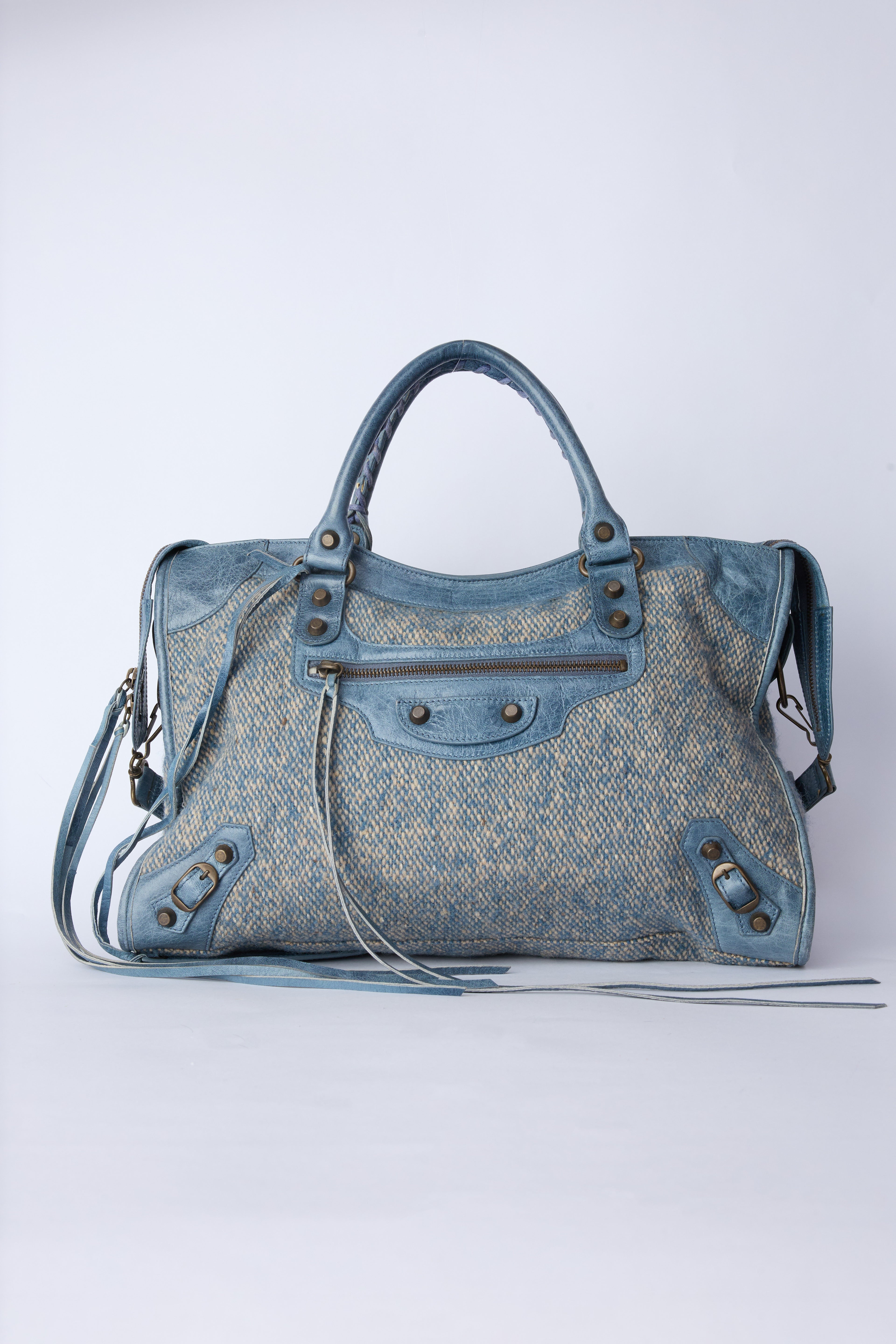BALENCIAGA BLUE WOOL CITY