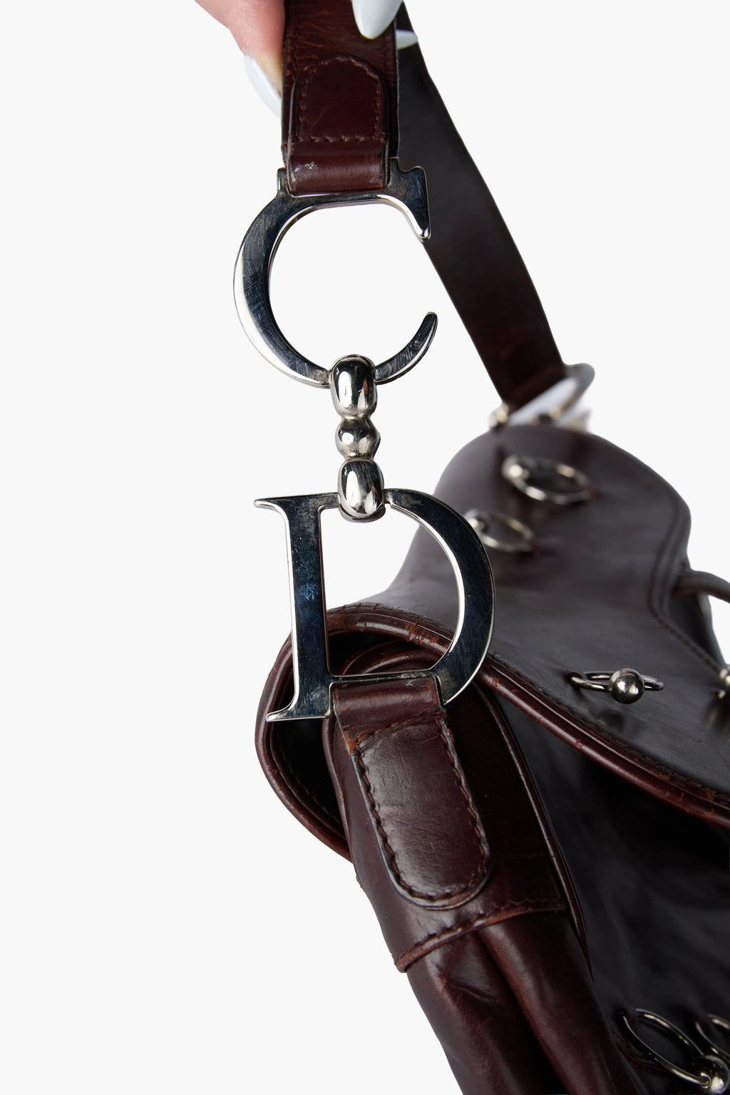 RARE Dior Hardcore Pierced Brown Saddle Bag