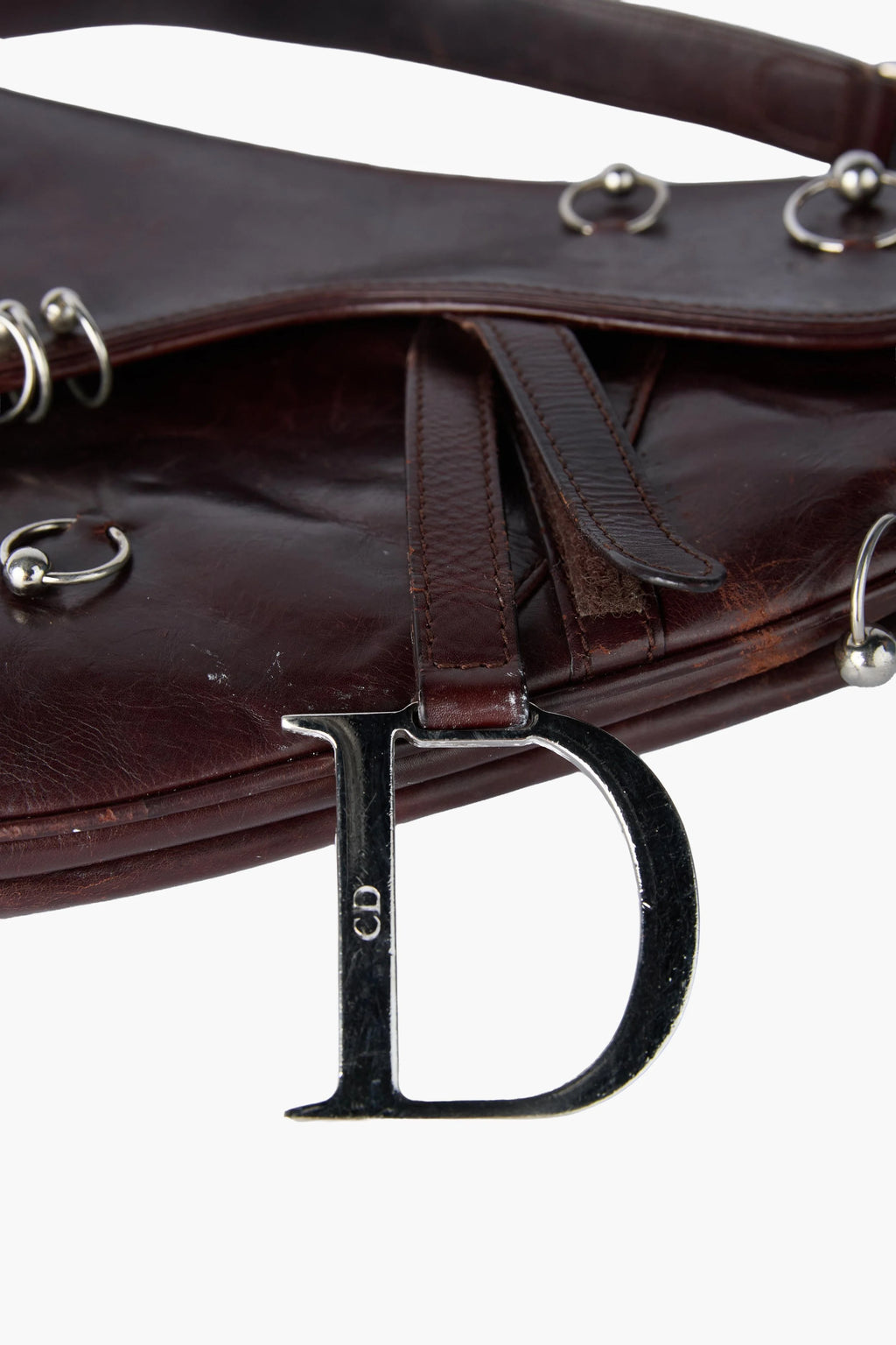 RARE Dior Hardcore Pierced Brown Saddle Bag
