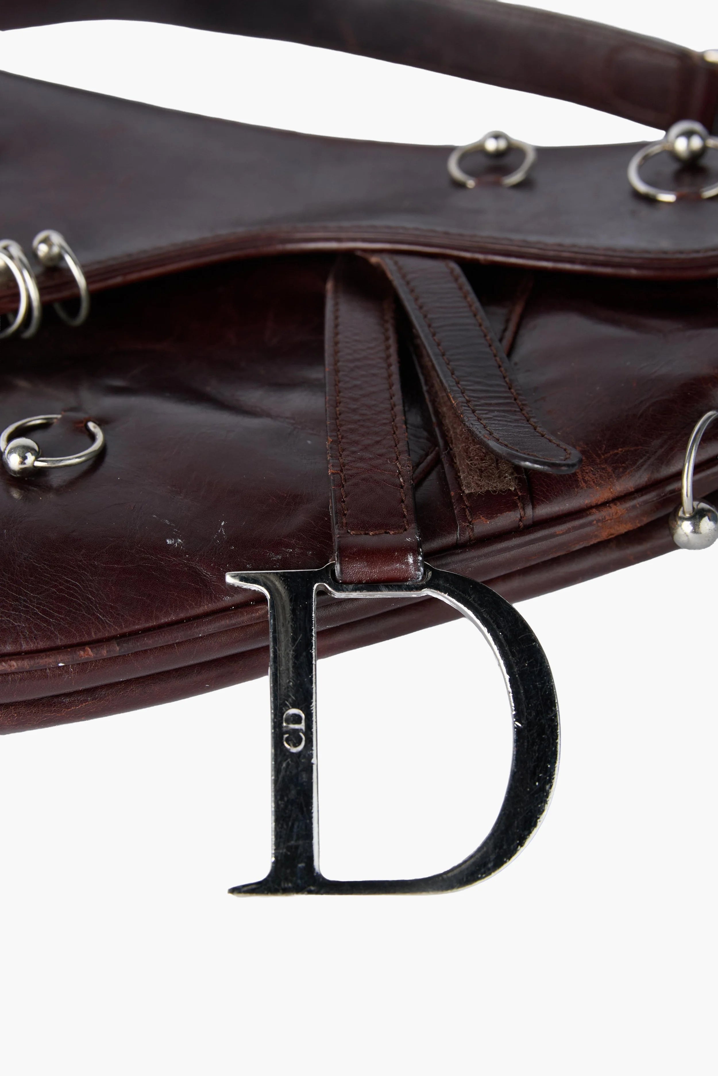 RARE Dior Hardcore Pierced Brown Saddle Bag