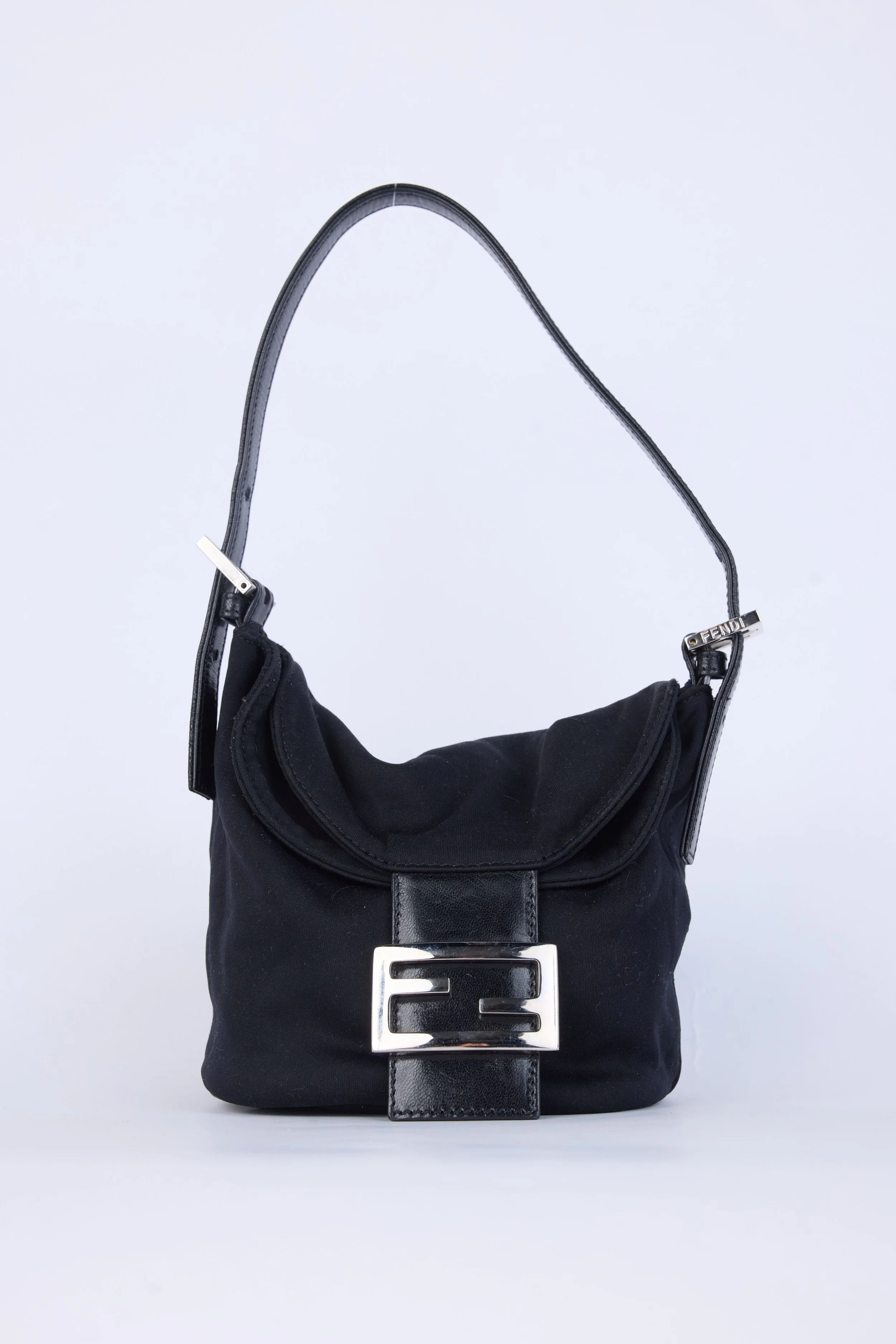FENDI BLACK FABRIC BAGUETTE BUCKET