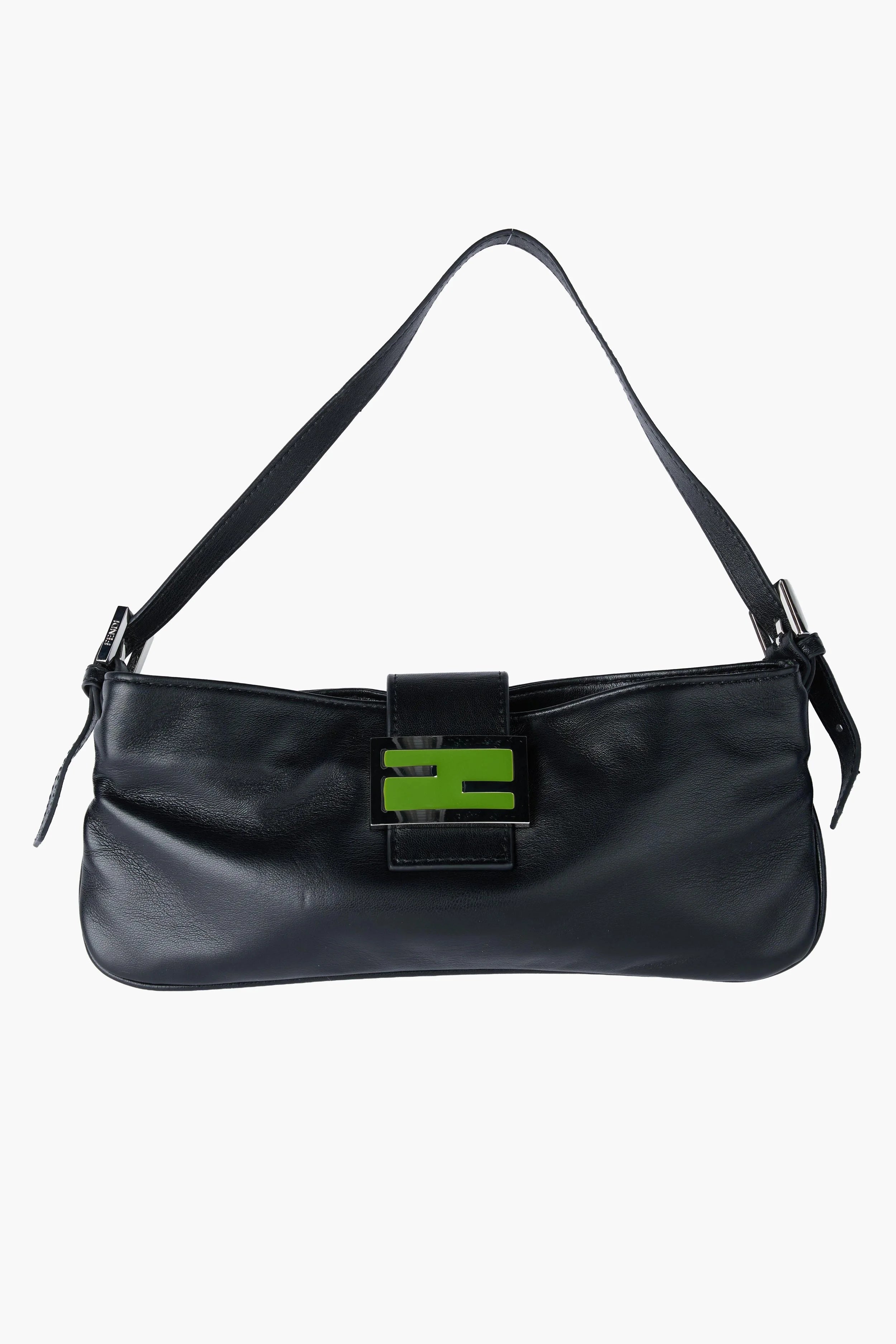 Fendi Black Leather Baguette Crossbody