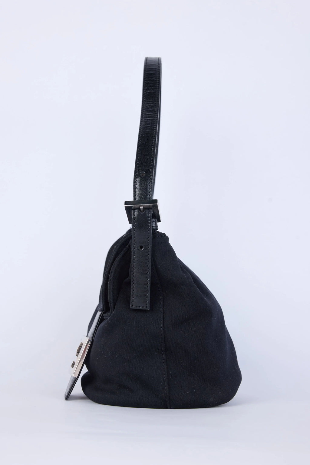 FENDI BLACK FABRIC BAGUETTE BUCKET