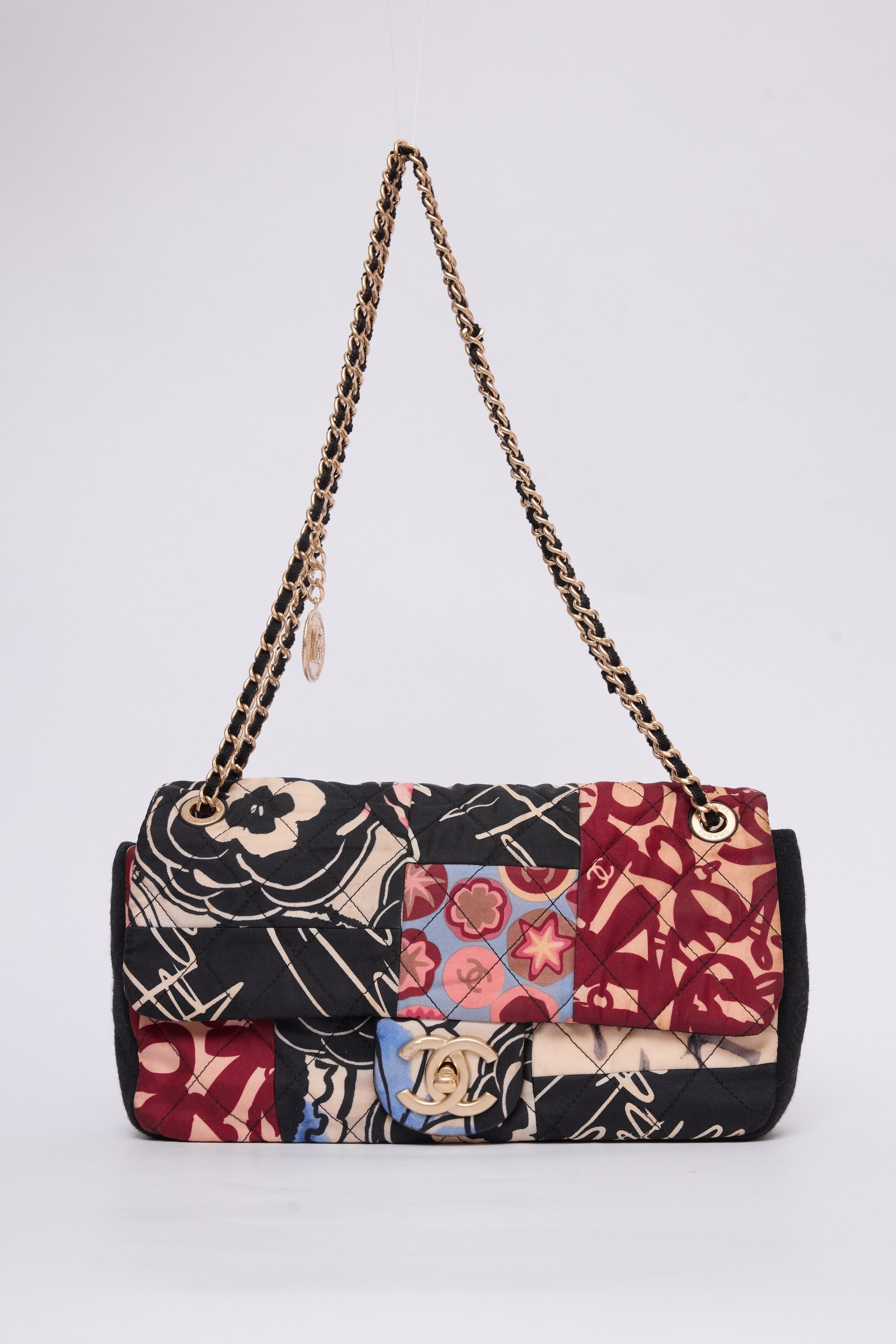 CHANEL MULTICOLOR PATCHWORK JERSEY FLAP
