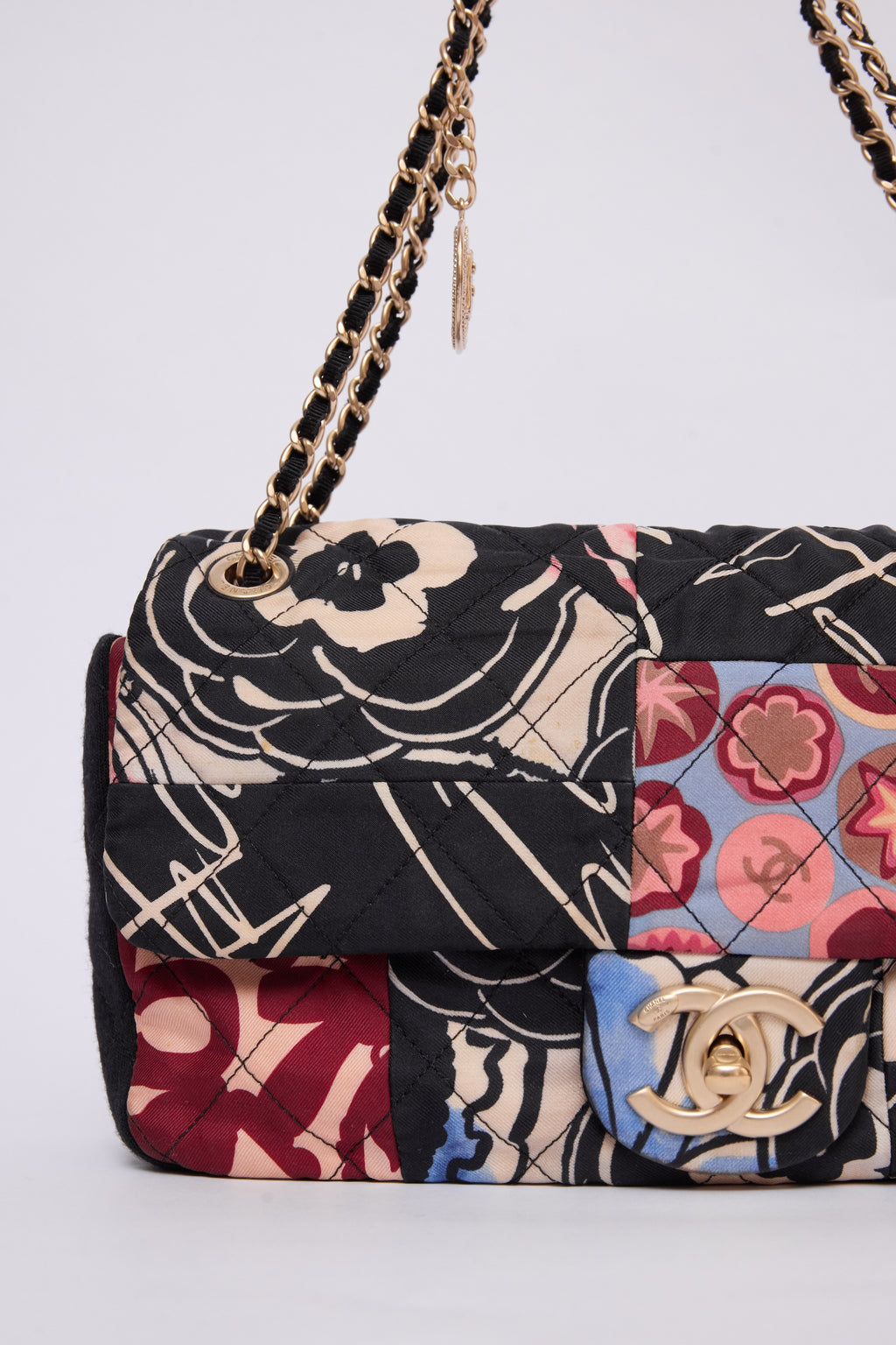 CHANEL MULTICOLOR PATCHWORK JERSEY FLAP