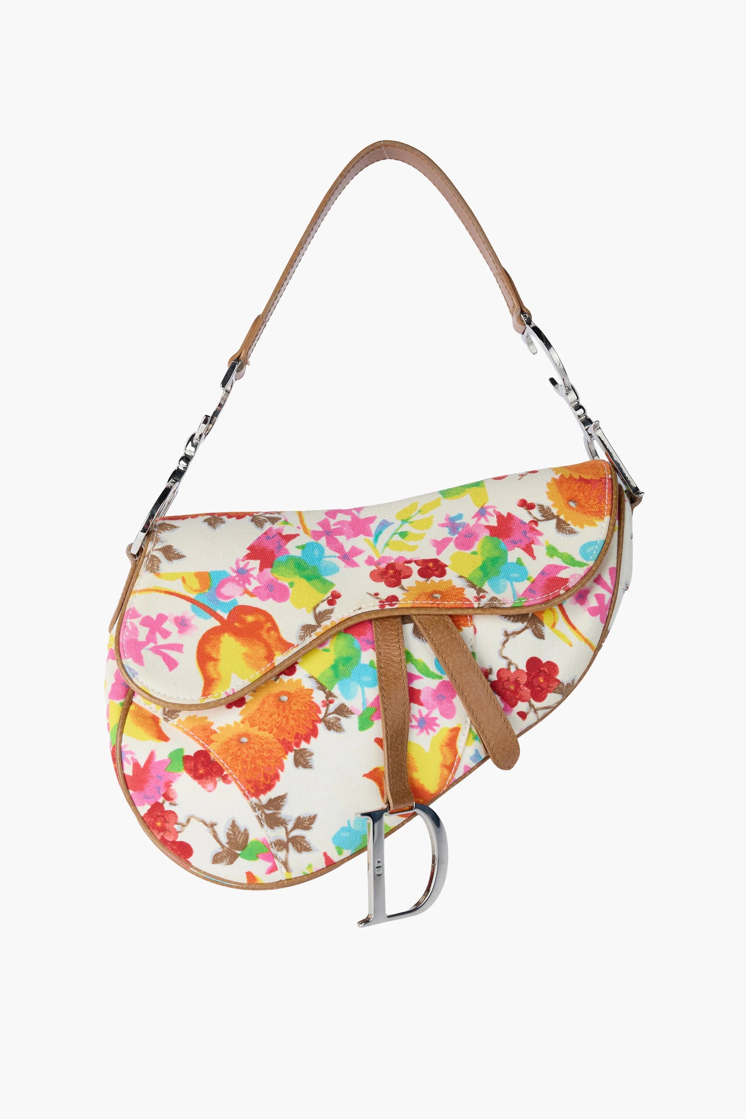 DIOR Floral Printed Canvas Saddle