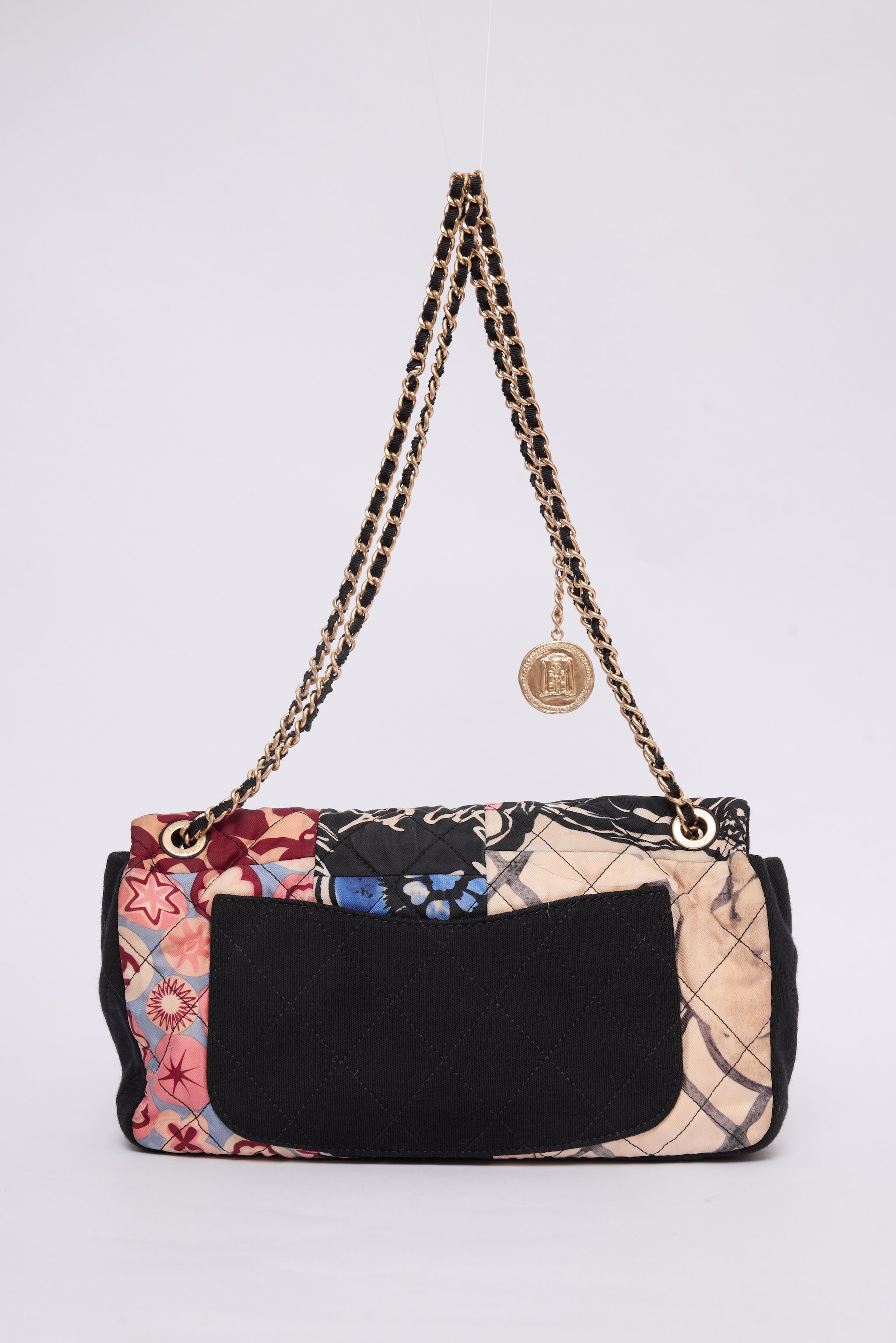 CHANEL MULTICOLOR PATCHWORK JERSEY FLAP