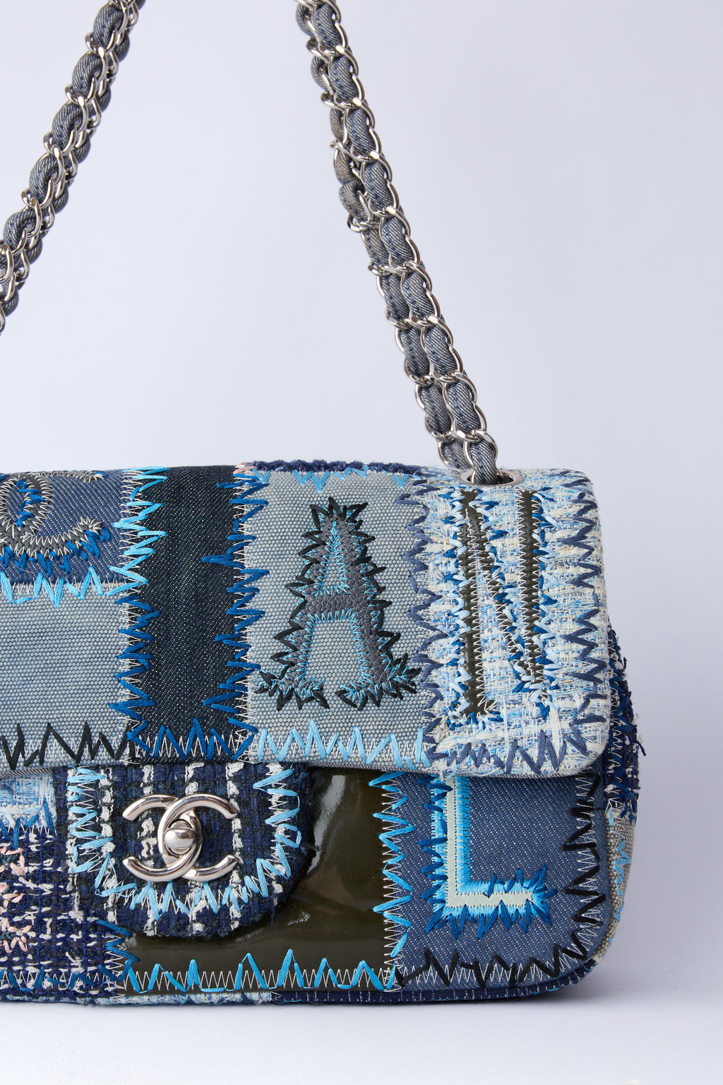 CHANEL PATCHWORK DENIM FLAP