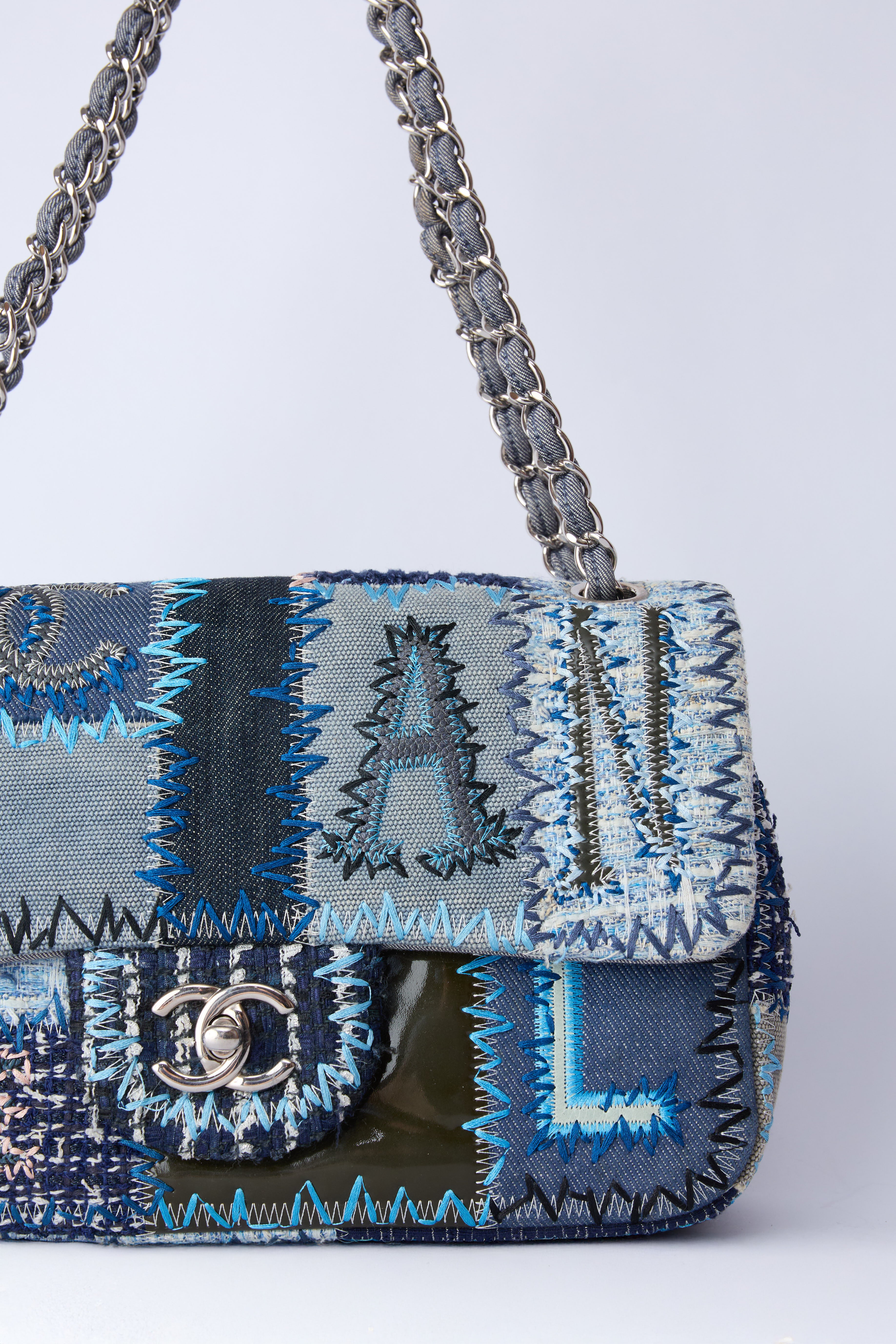 CHANEL PATCHWORK DENIM FLAP