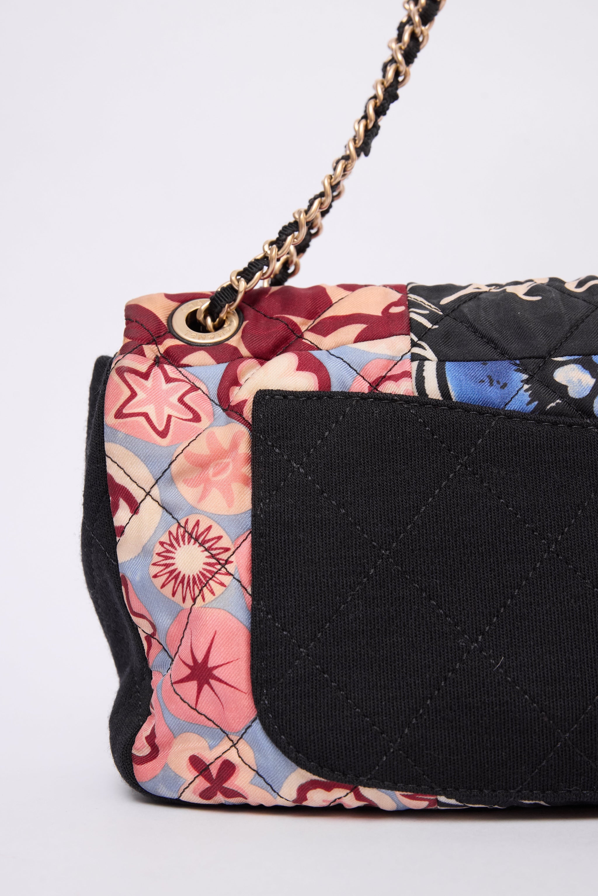 CHANEL MULTICOLOR PATCHWORK JERSEY FLAP