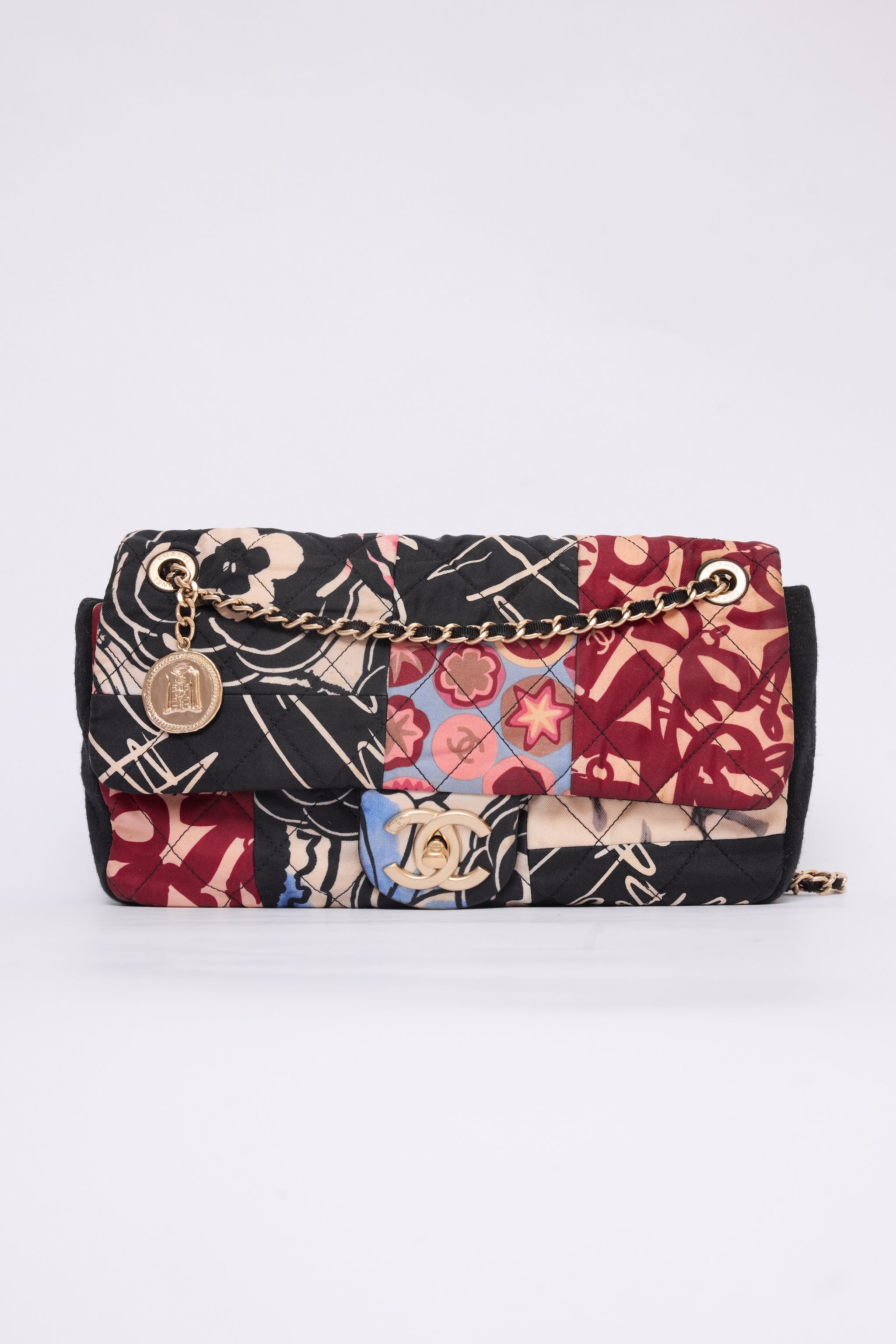 CHANEL MULTICOLOR PATCHWORK JERSEY FLAP