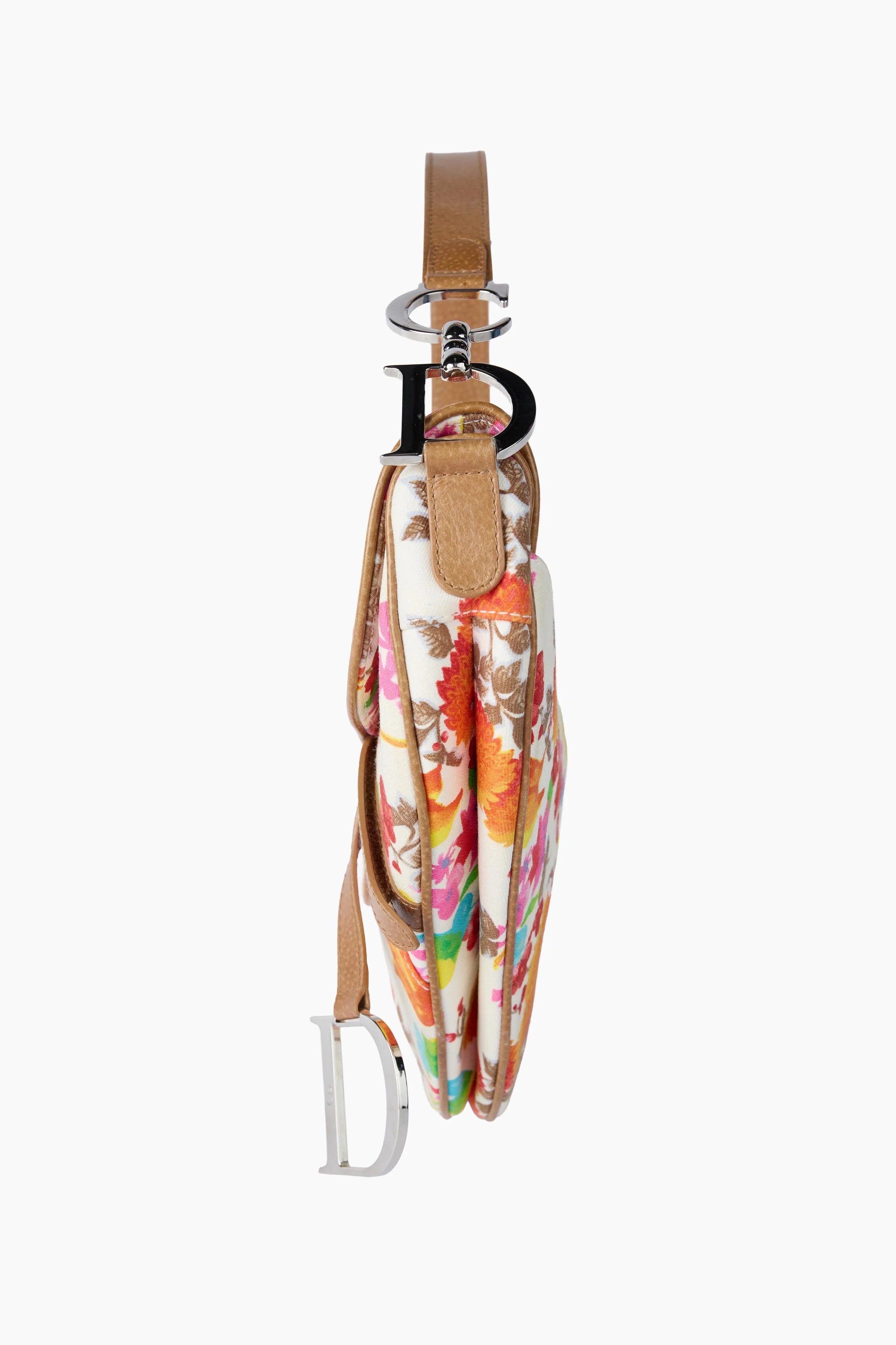 DIOR Floral Printed Canvas Saddle