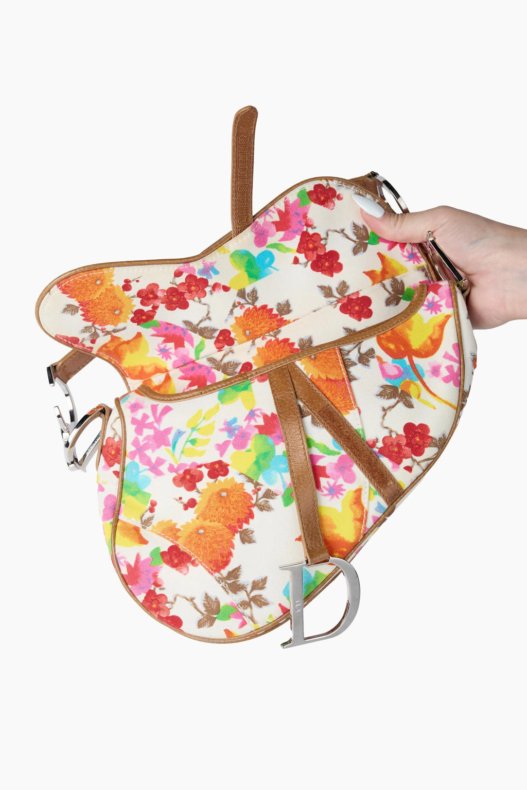 DIOR Floral Printed Canvas Saddle