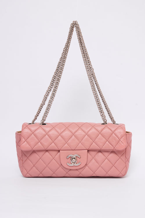 CHANEL PINK EAST WEST CHAIN FLAP
