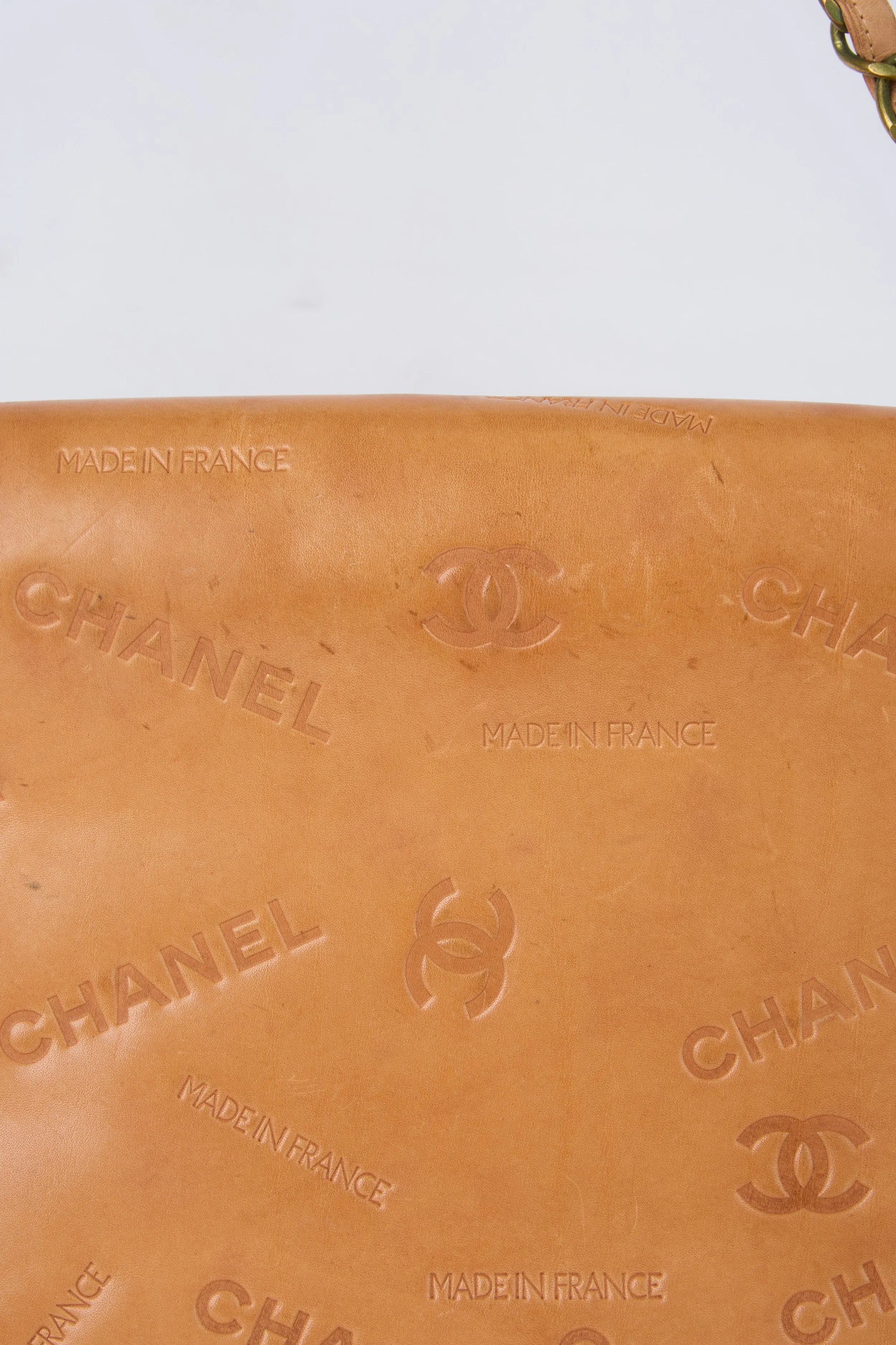 RARE CHANEL BROWN WHIPSTITCHED FLAP