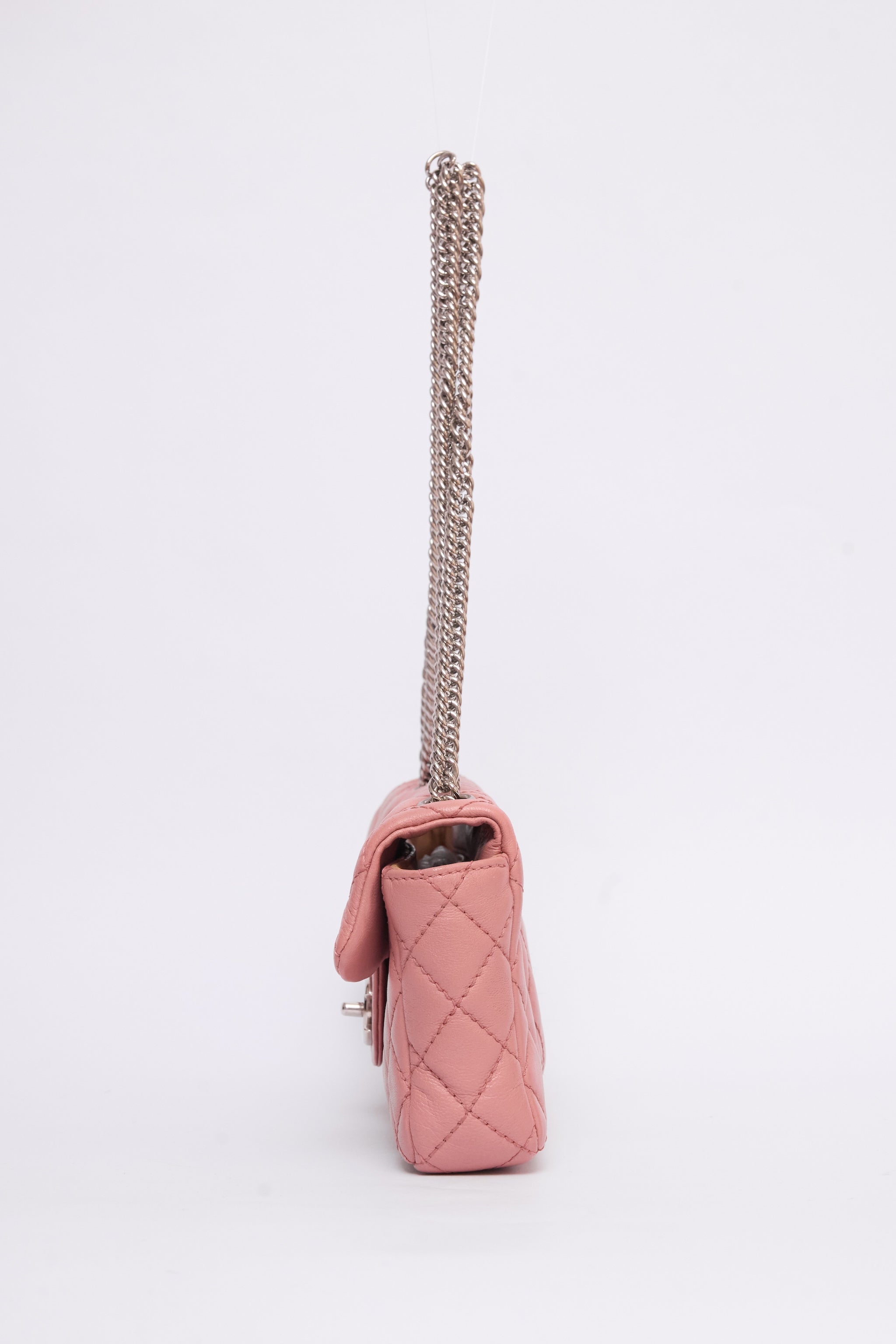 CHANEL PINK EAST WEST CHAIN FLAP